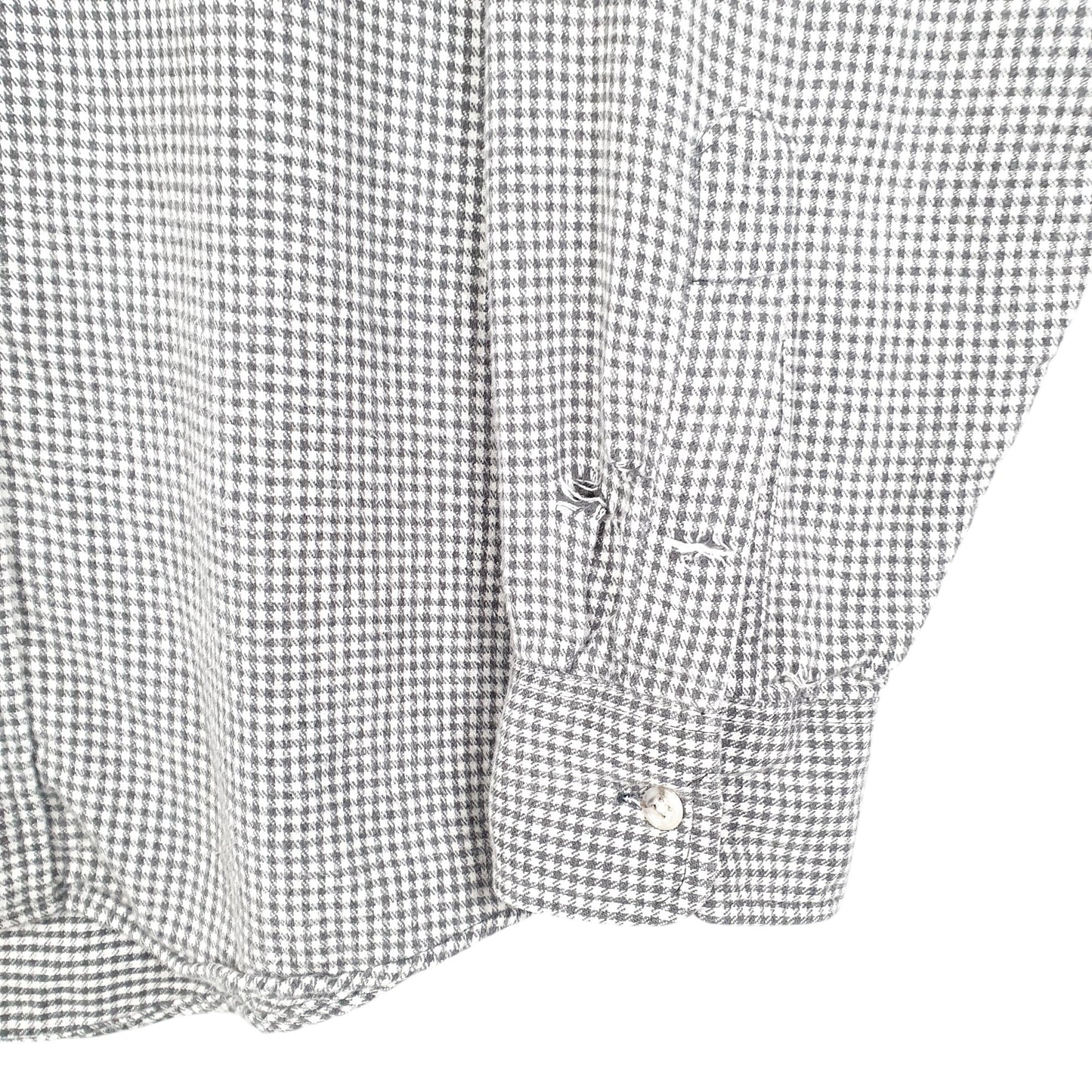 Mens White L.L.Bean Vintage Made In USA Houndstooth Overshirt Long Sleeve Shirt