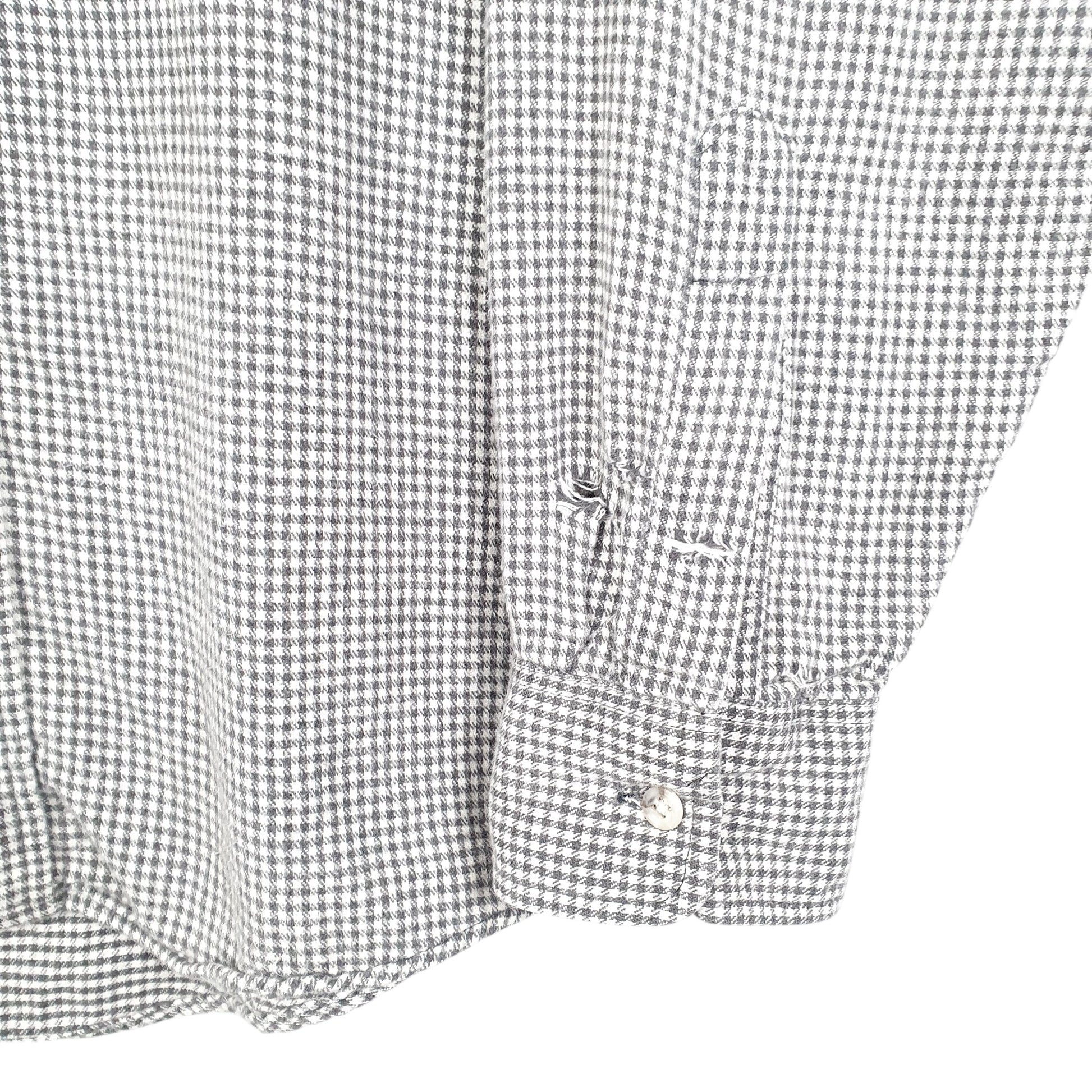 Mens White L.L.Bean Vintage Made In USA Houndstooth Overshirt Long Sleeve Shirt