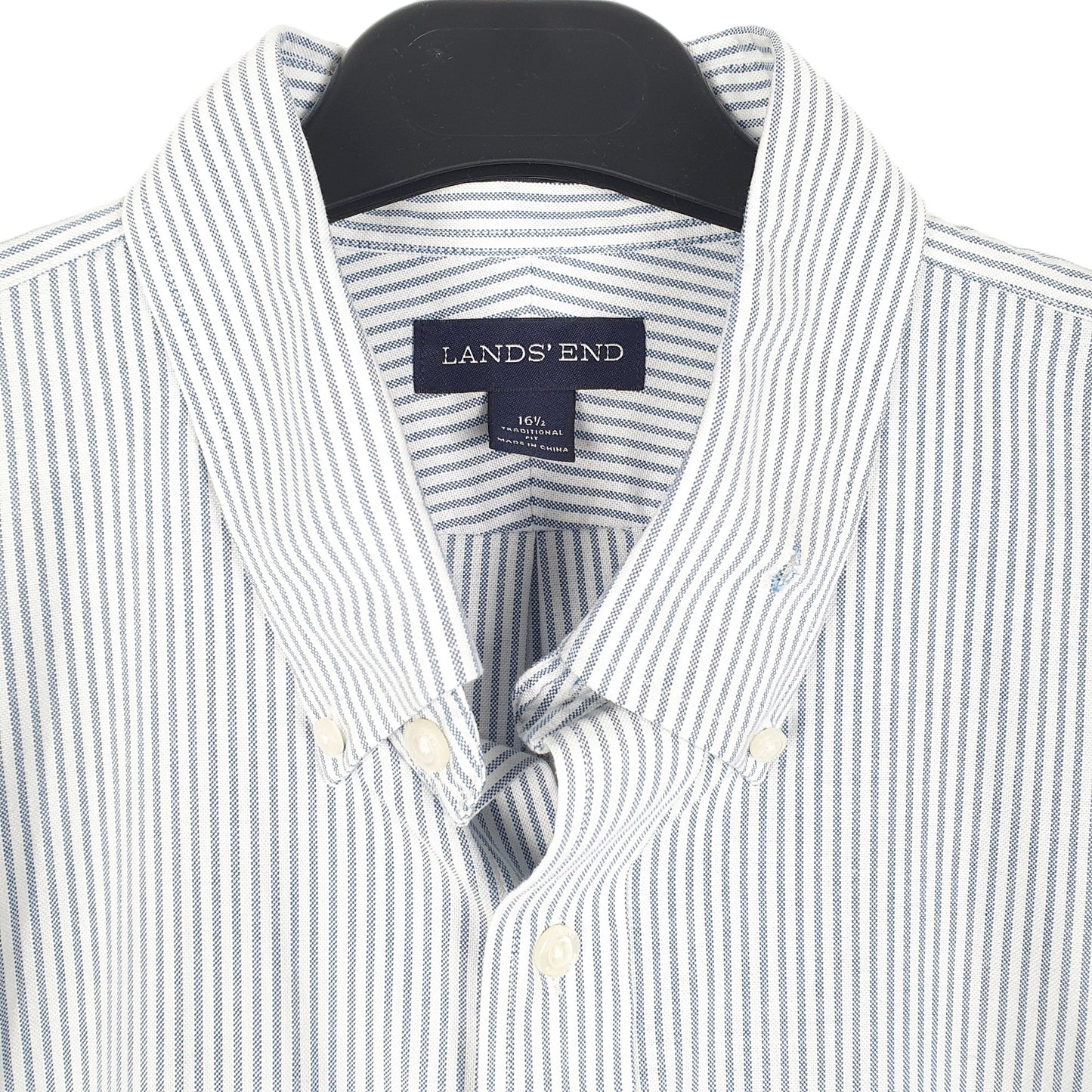 Mens White Lands End Oxford Short Sleeve Shirt