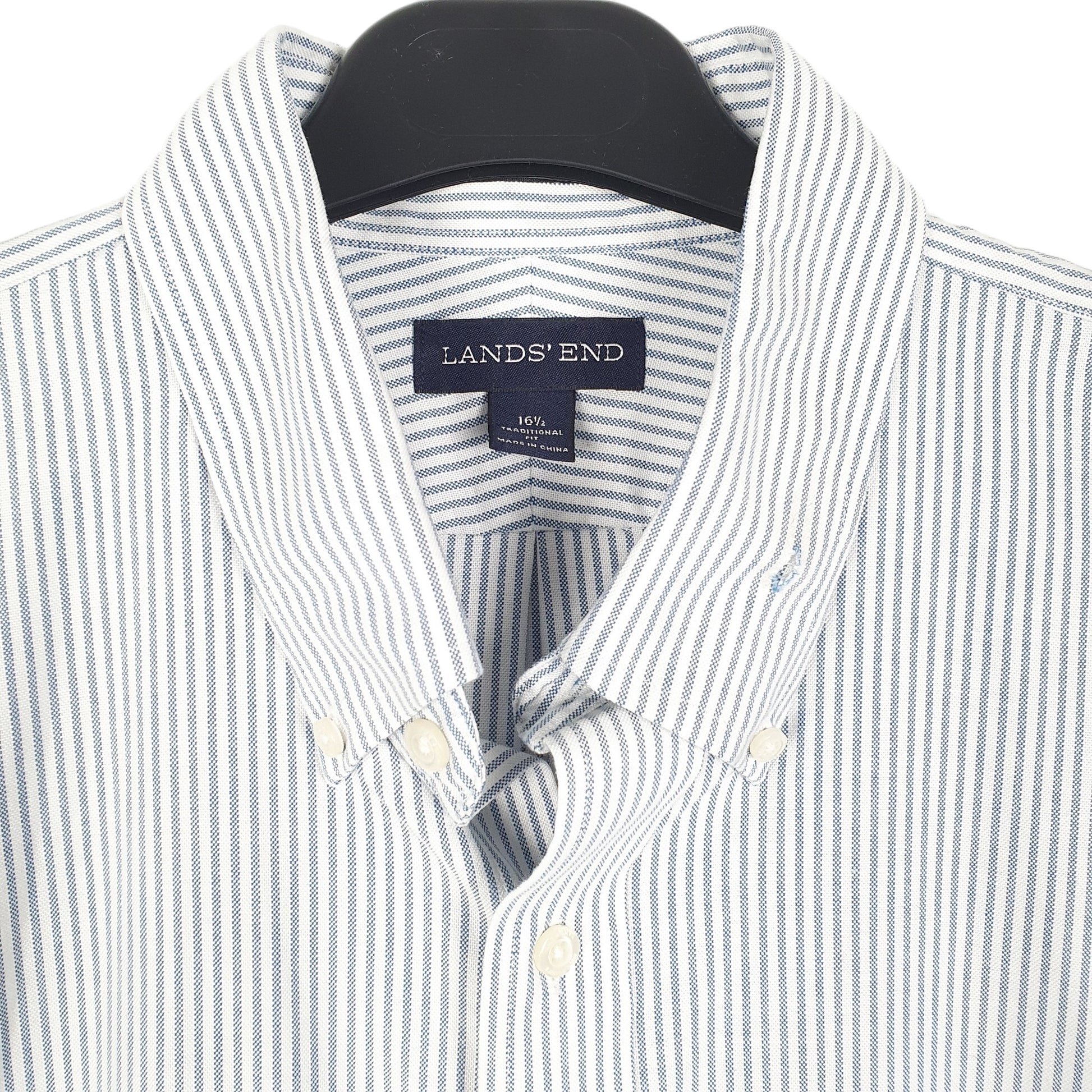 Mens White Lands End Oxford Short Sleeve Shirt