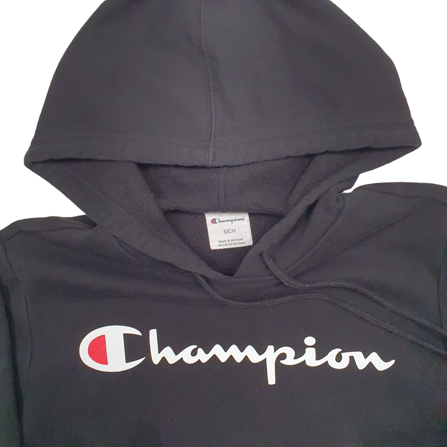 Mens Black Champion Spellout Hoodie Jumper
