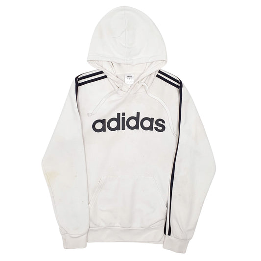 Mens White Adidas Spellout Hoodie Jumper