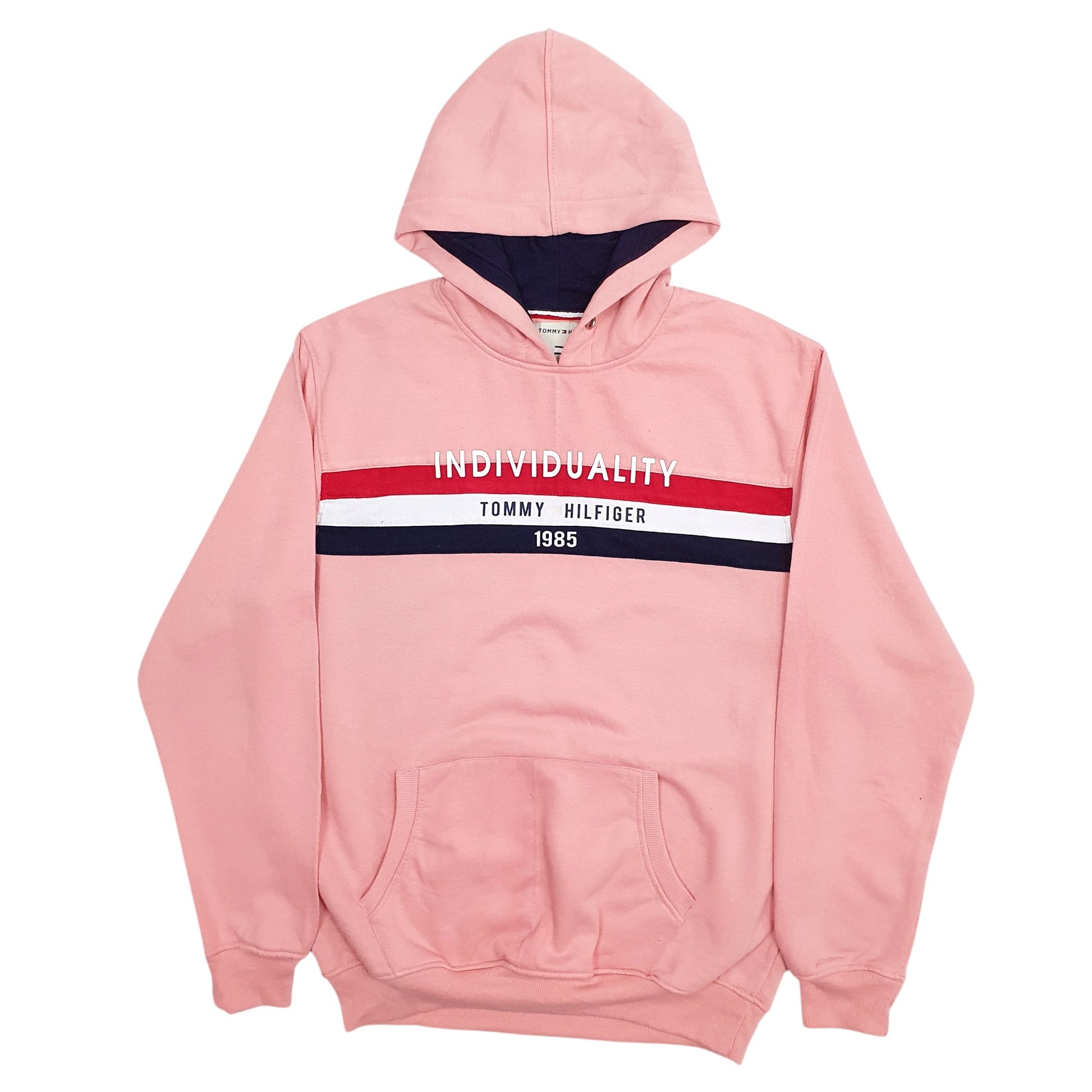 Womens Pink Tommy Hilfiger Spellout Hoodie Jumper