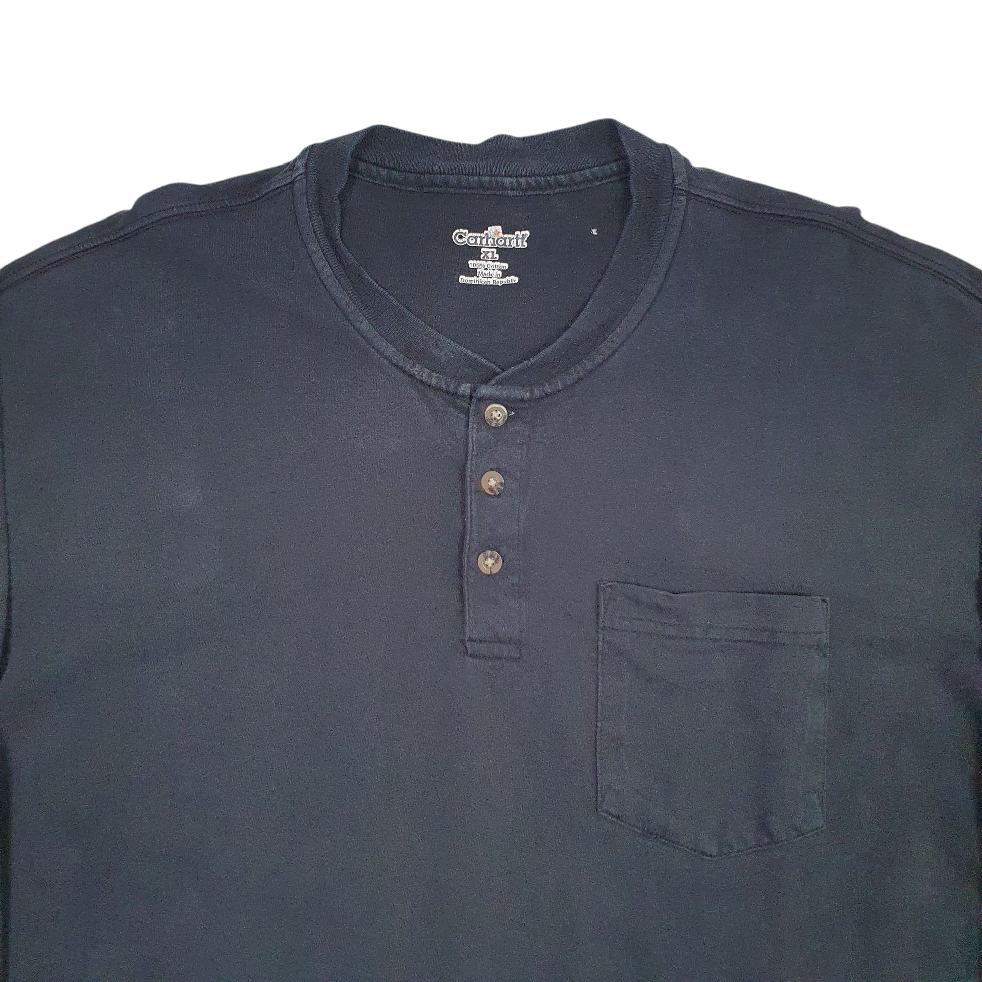 Mens Black Carhartt Henley Long Sleeve T Shirt