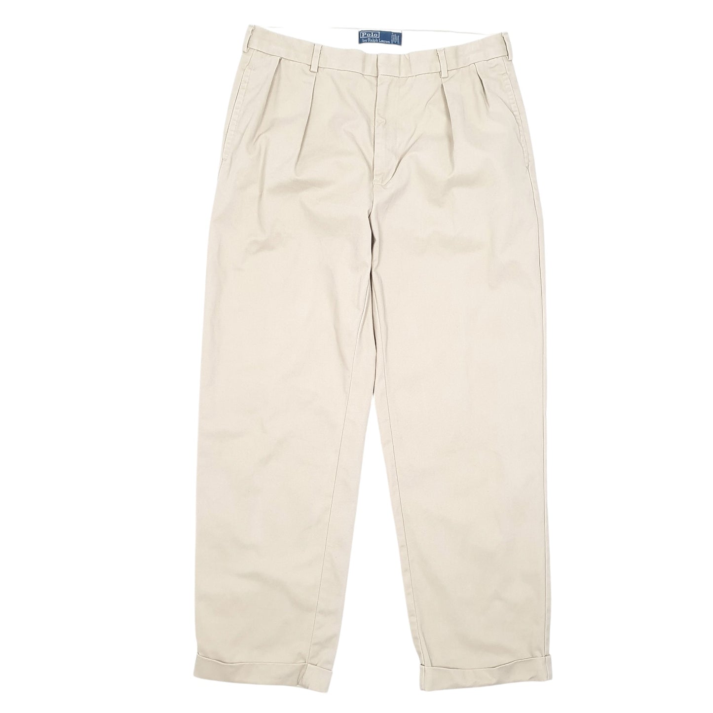 Mens Beige Polo Ralph Lauren Vintage Double Pleated Chino Trousers