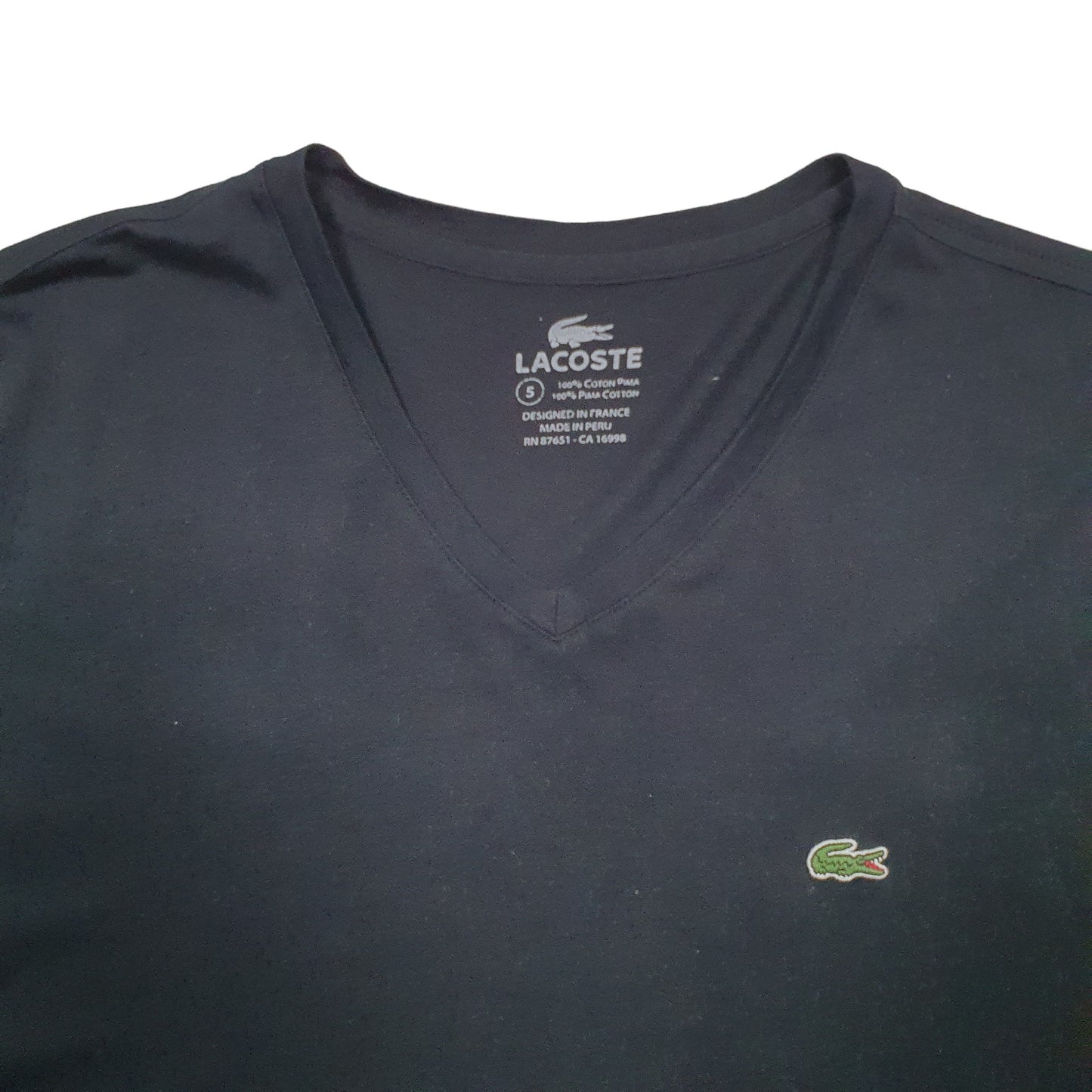 Mens Black Lacoste  Short Sleeve T Shirt