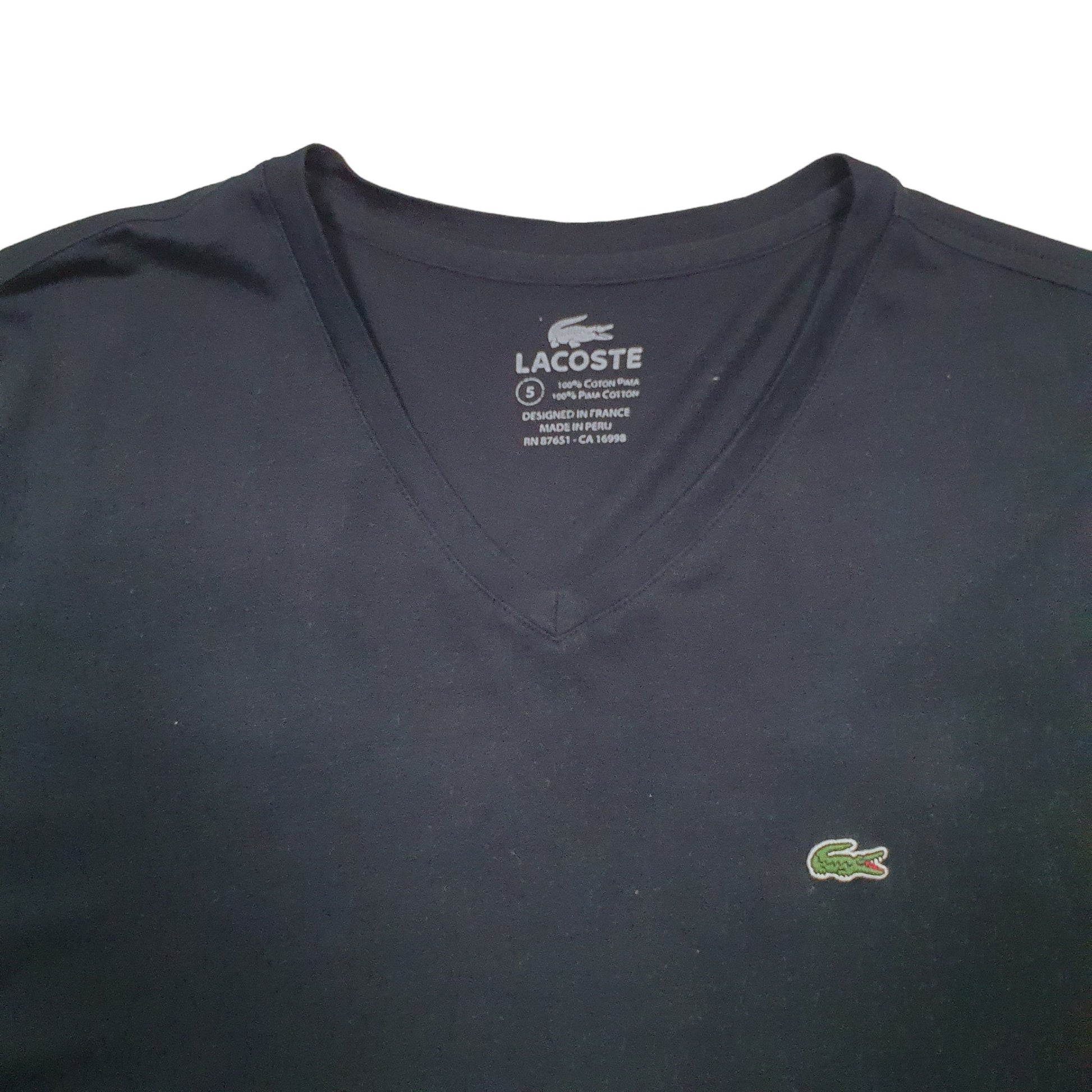 Mens Black Lacoste  Short Sleeve T Shirt