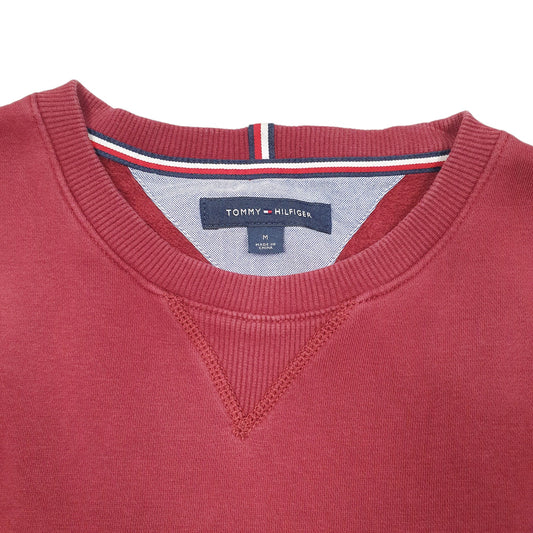 Mens Burgundy Tommy Hilfiger Spellout Crewneck Jumper