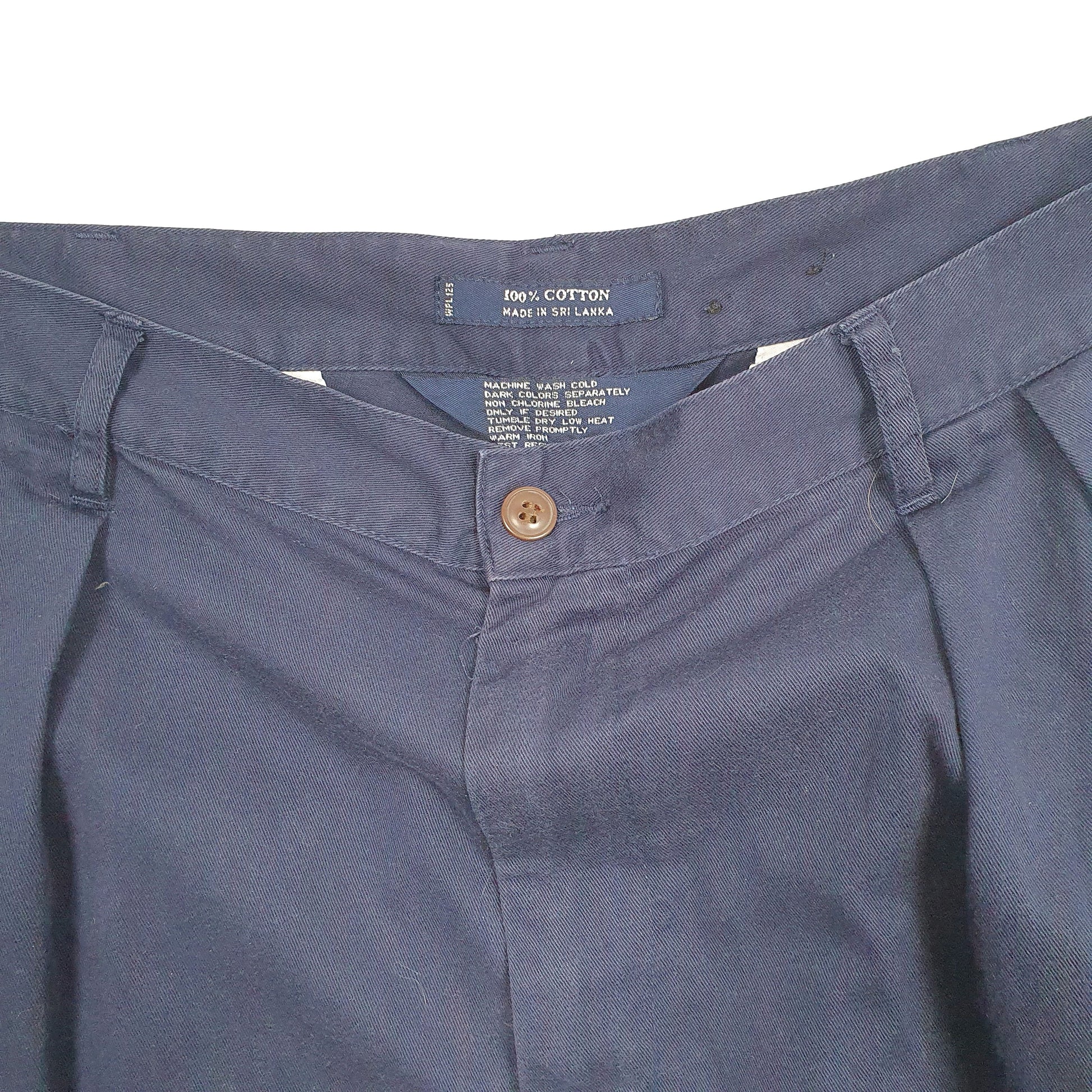 Mens Navy Ralph Lauren Chaps Vintage 1980s 90s Double Pleated Chino Shorts