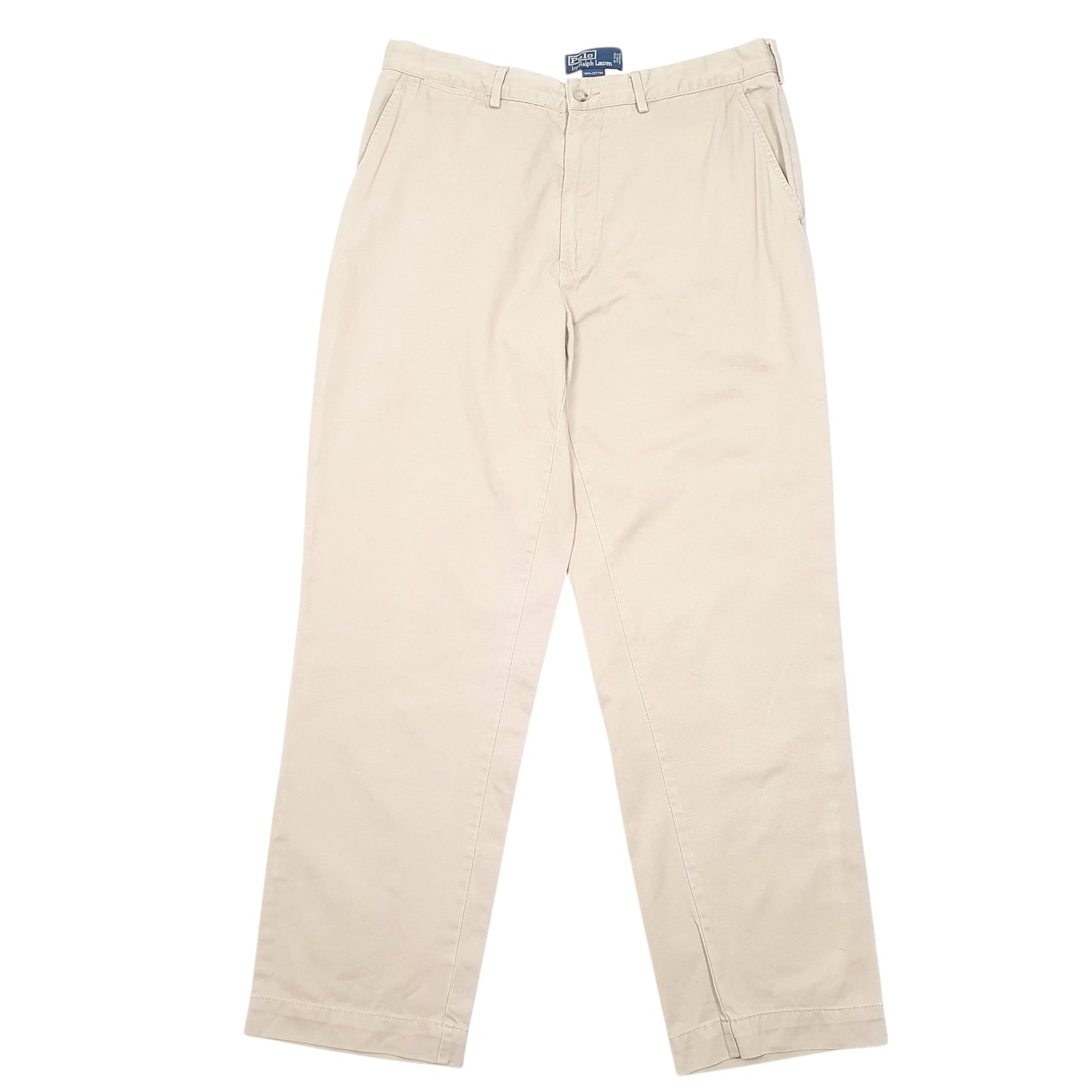 Mens Beige Polo Ralph Lauren Vintage Flat Front Chino Trousers