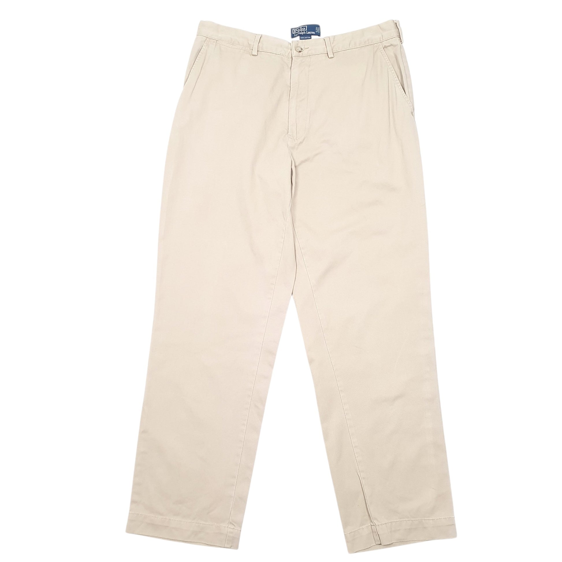 Mens Beige Polo Ralph Lauren Vintage Flat Front Chino Trousers