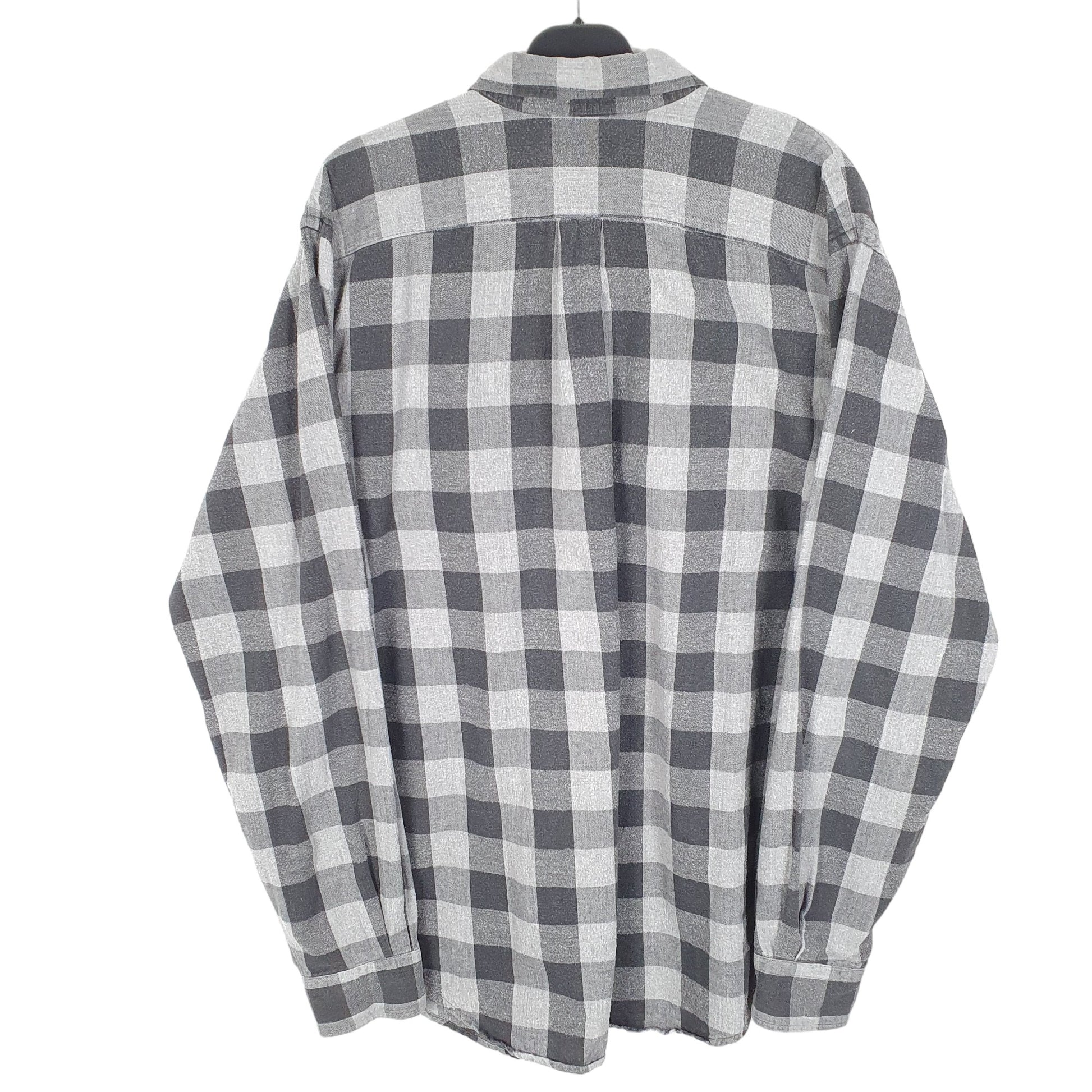 Mens Grey Lands End Flannel Overshirt Shacket Tall Long Sleeve Shirt