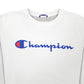 Mens White Champion Spellout Crewneck Jumper