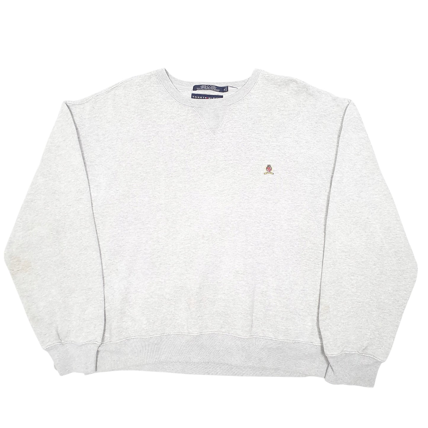 Mens Grey Tommy Hilfiger Crest Crewneck Jumper