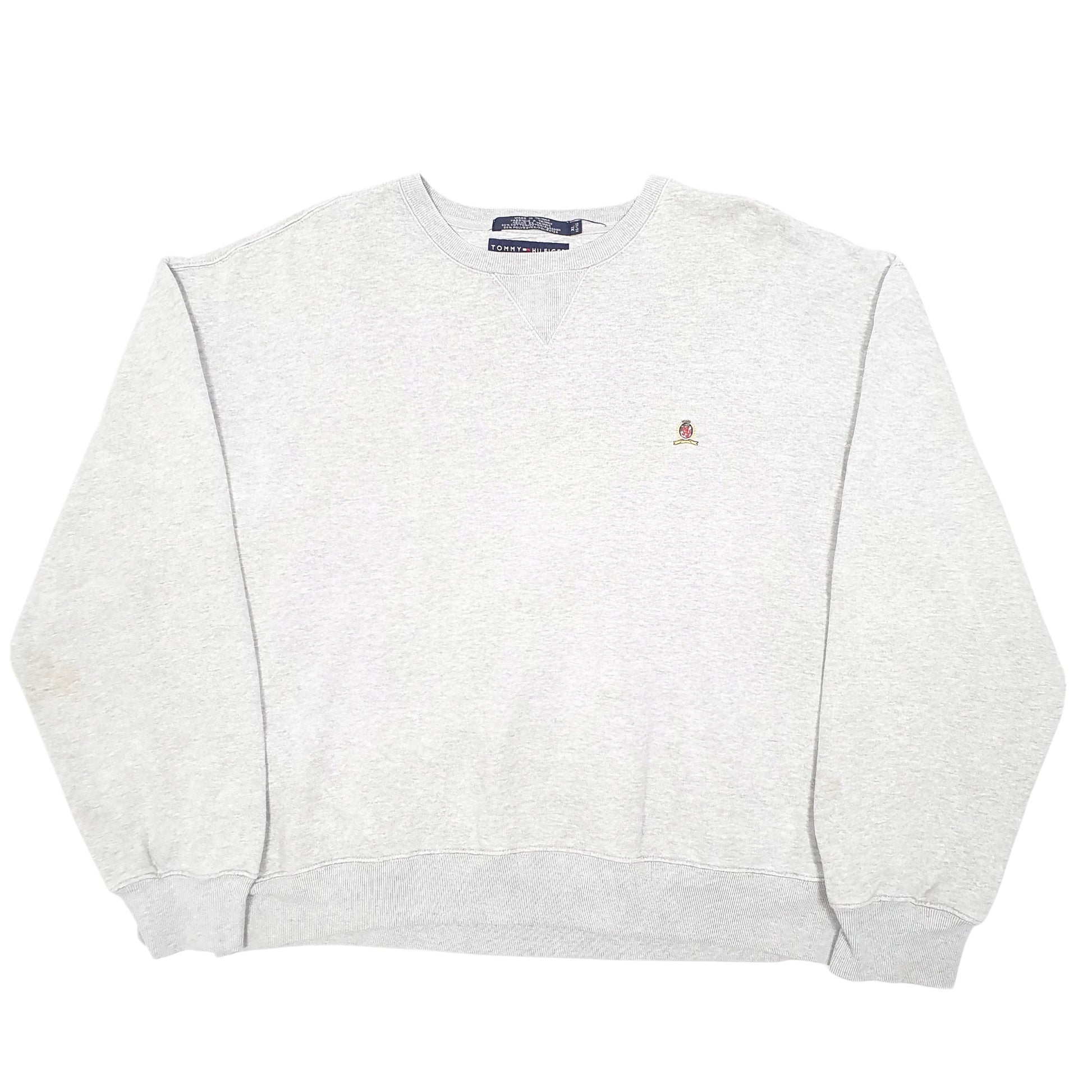 Mens Grey Tommy Hilfiger Crest Crewneck Jumper