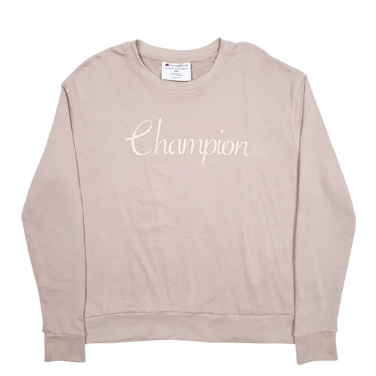 Womens Beige Champion Spellout Crewneck Jumper