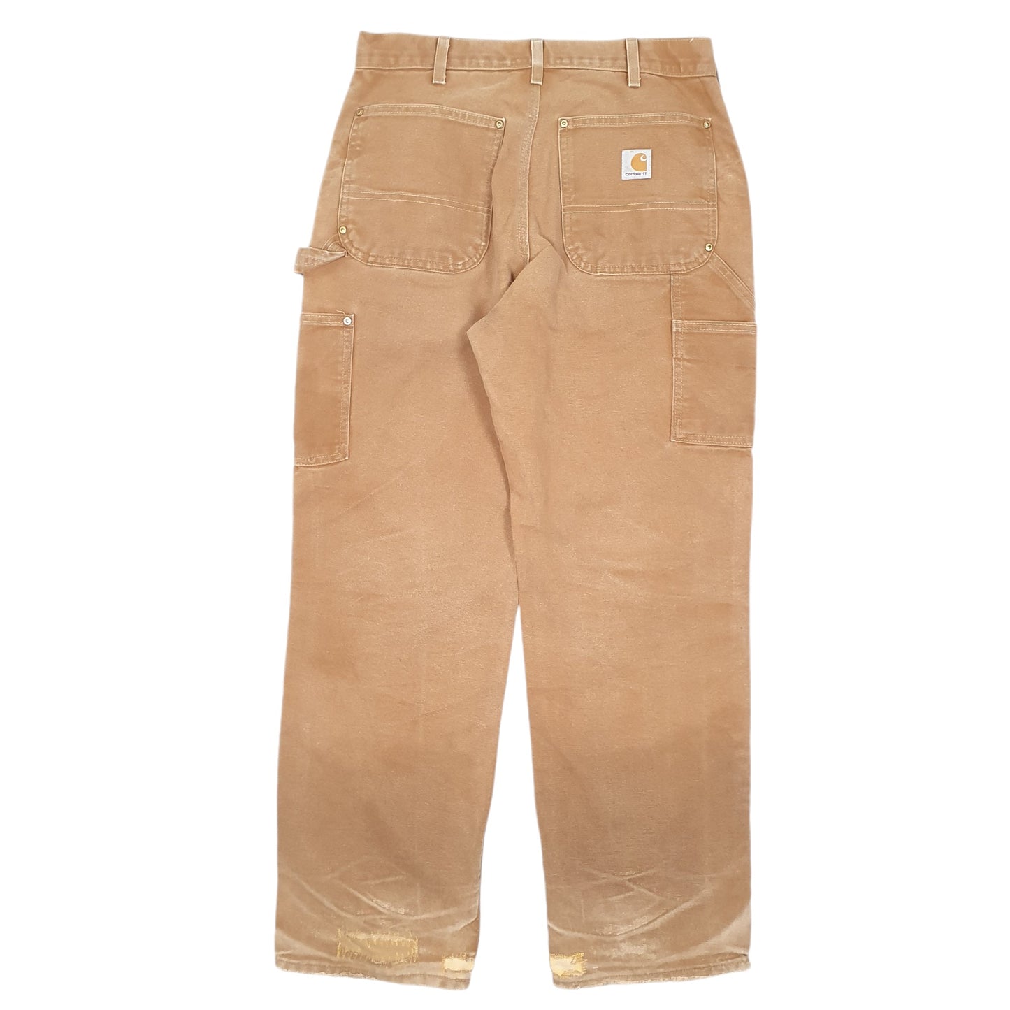 Mens Tan Carhartt Double Knee Riveted Made In USA Carpenter Trousers