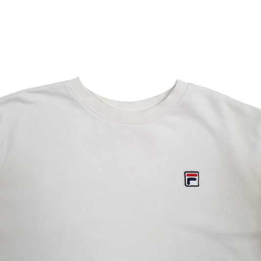 Womens White Fila  Crewneck Jumper