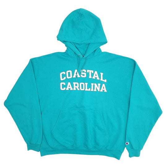 Mens Green Champion Coastal Carolina Spellout Hoodie Jumper