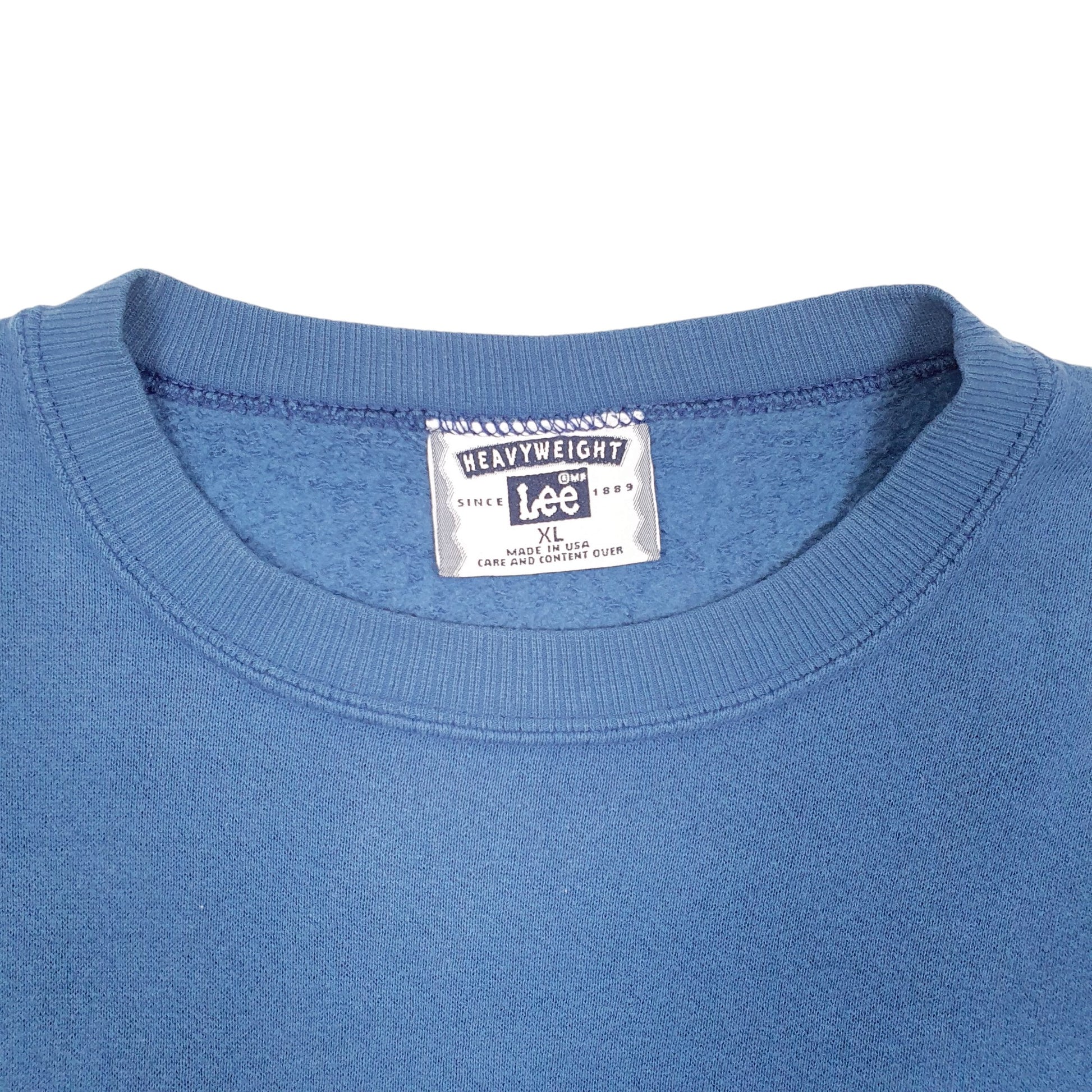 Mens Blue Lee Vintage Heavyweight Made In USA Crewneck Jumper