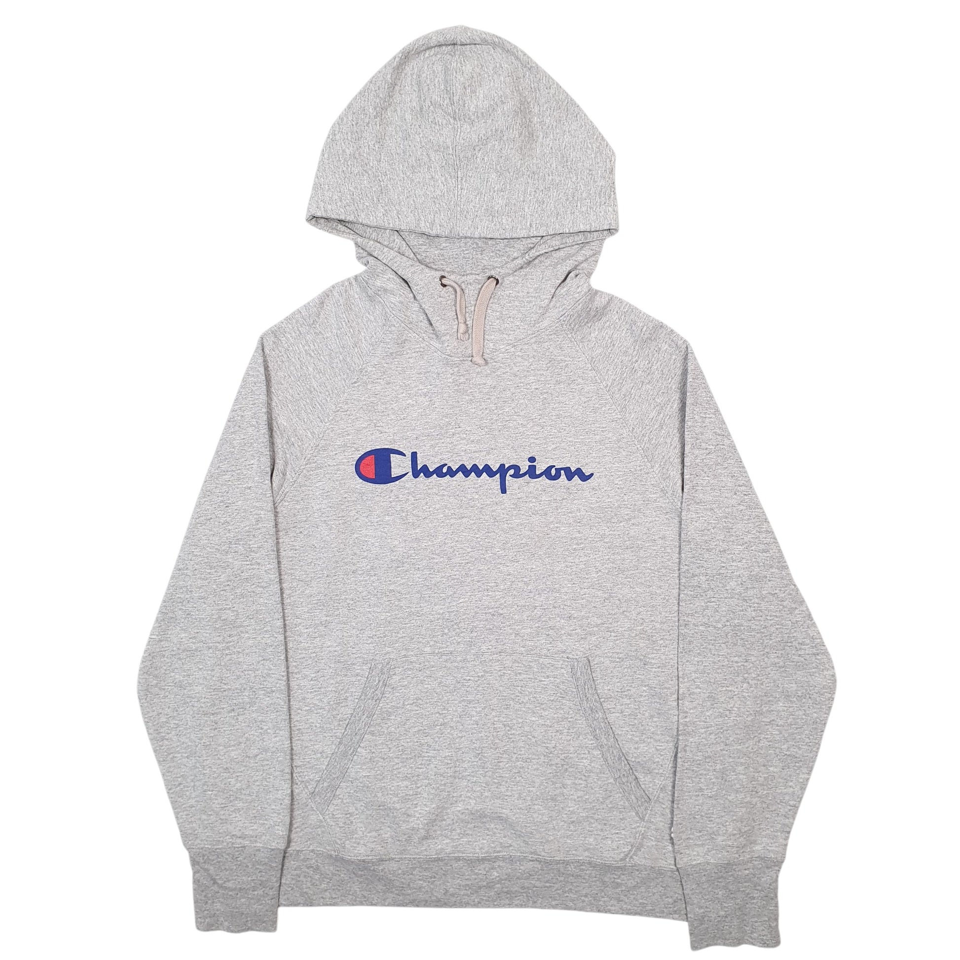 Mens Grey Champion Spellout Hoodie Jumper