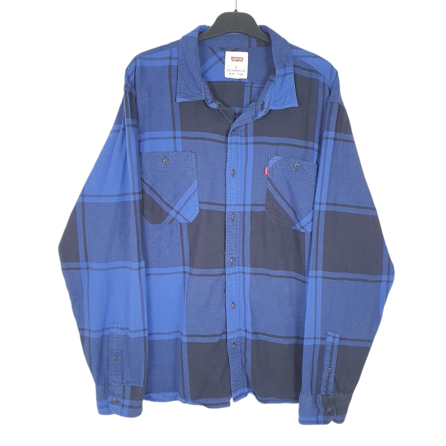 Mens Blue Levis Flannel Grunge Overshirt Shacket Long Sleeve Shirt