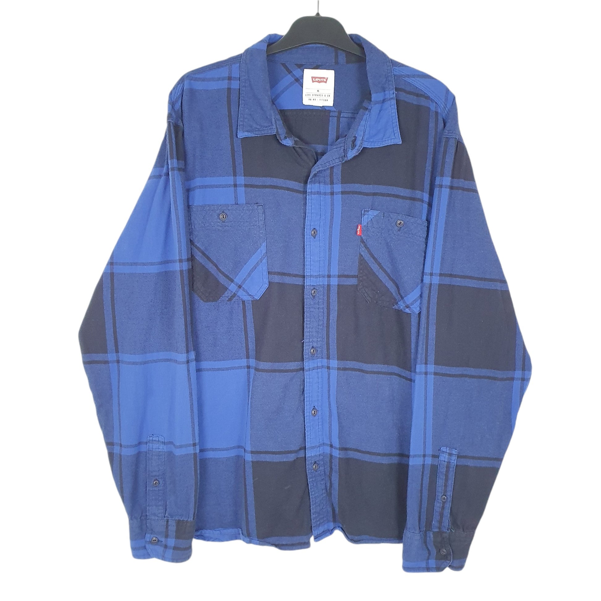 Mens Blue Levis Flannel Grunge Overshirt Shacket Long Sleeve Shirt