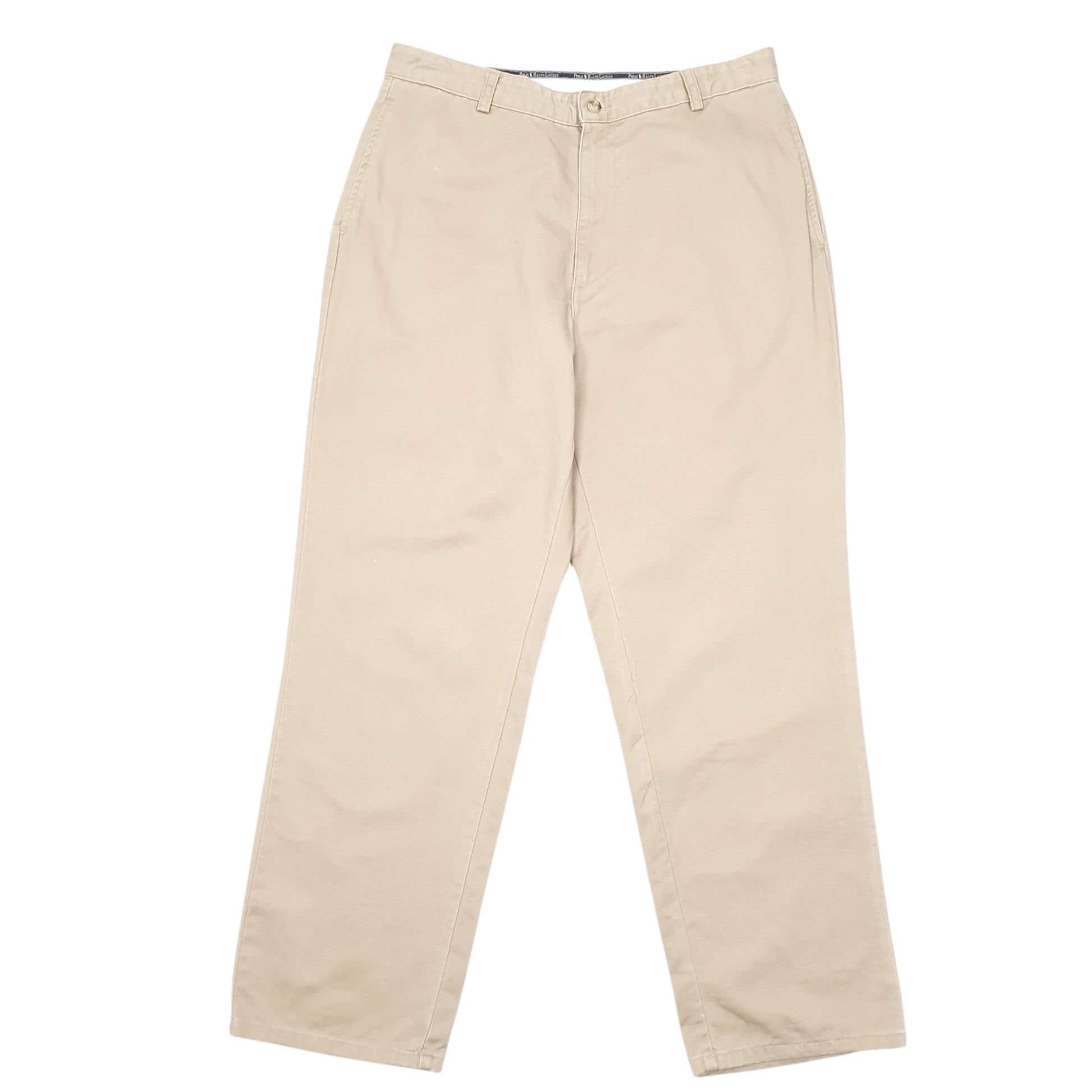 Mens Beige Polo Ralph Lauren Vintage Flat Front Chino Trousers