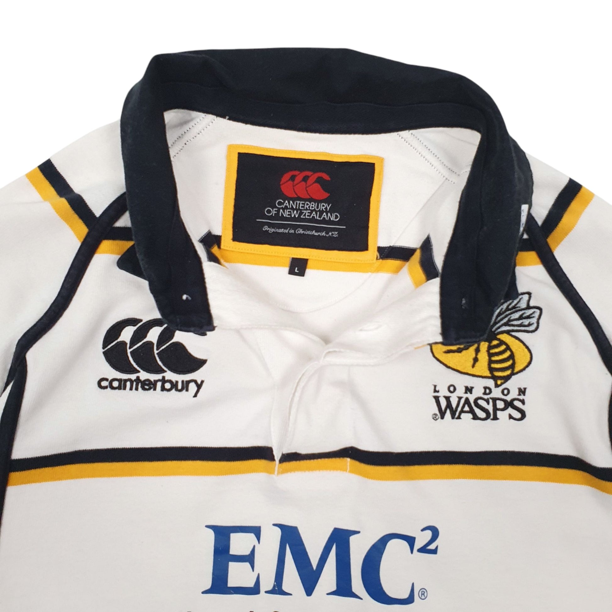 Mens Whie Canterbury Rugby London Wasps Short Sleeve Polo Shirt