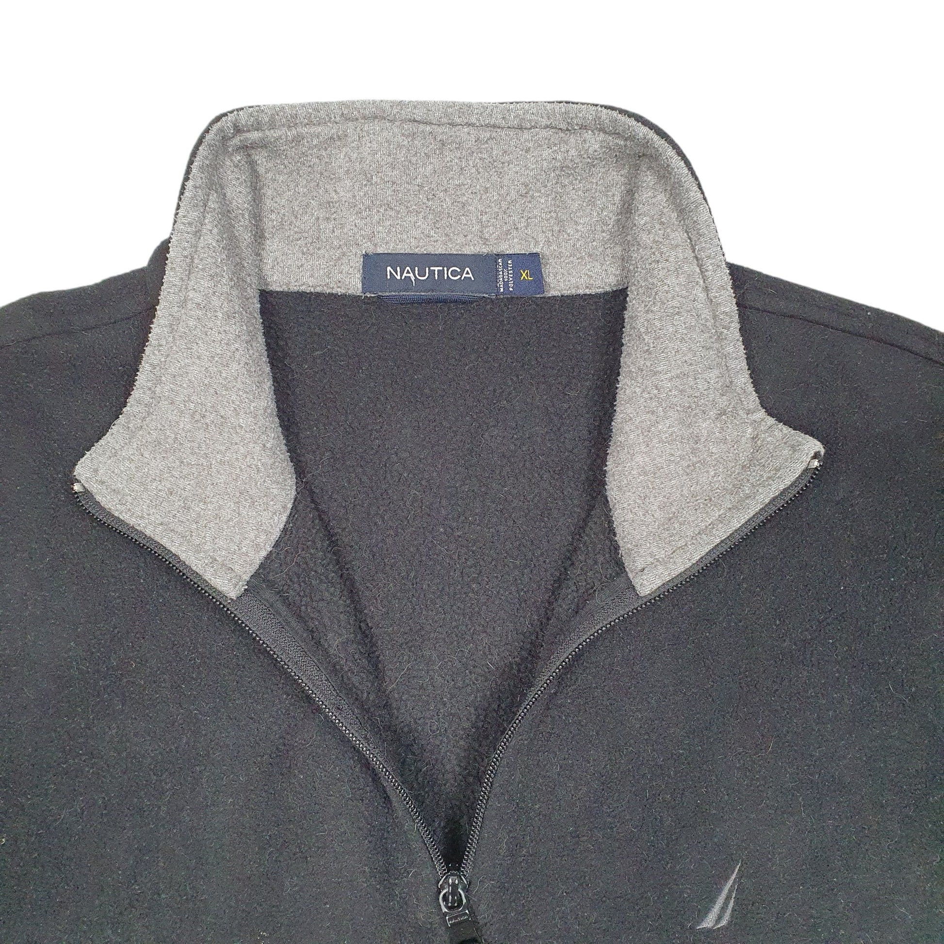 Mens Grey Nautica Sleeve Spellout Quarter Zip Jumper