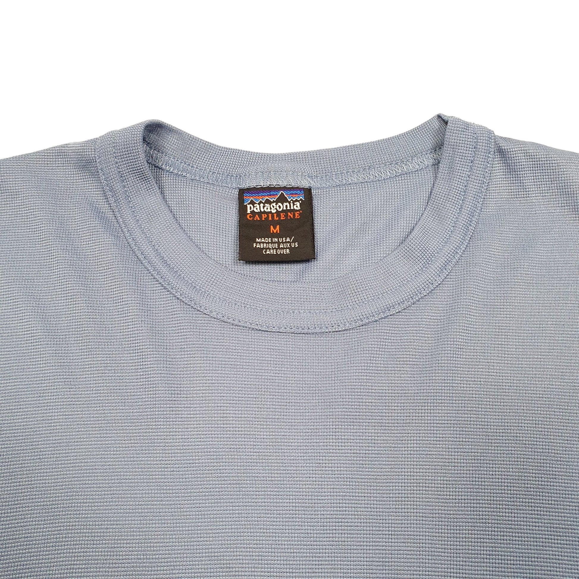 Mens Blue Patagonia Capilene Active Workout Hiking Made In USA Short Sleeve T Shirt
