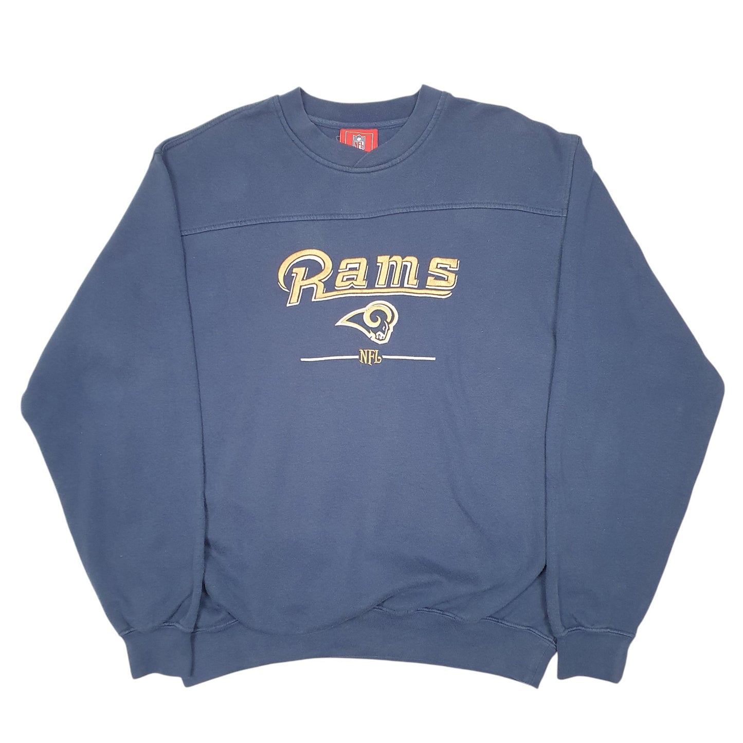 Mens Navy NFL Rams American Football USA Spellout Crewneck Jumper