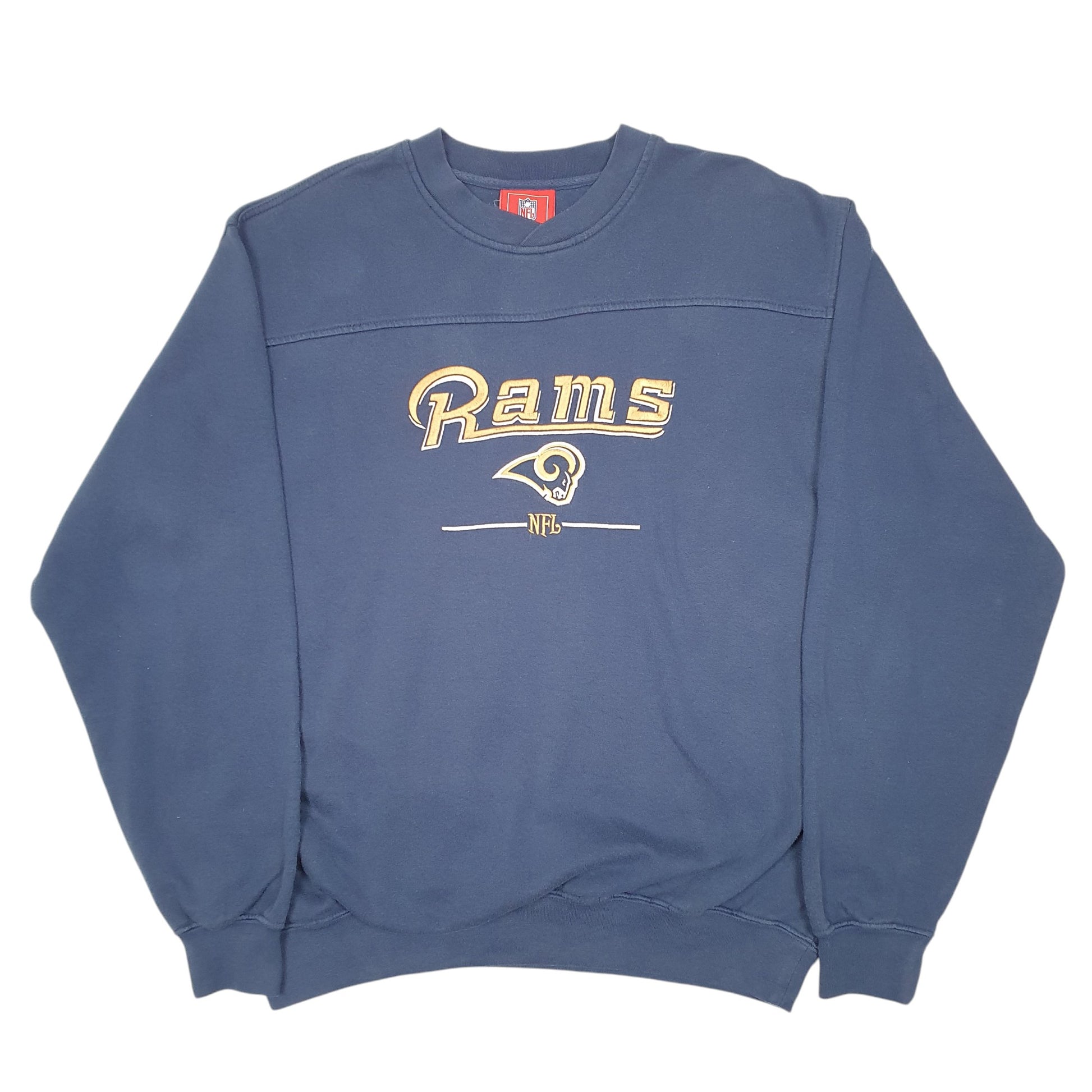 Mens Navy NFL Rams American Football USA Spellout Crewneck Jumper