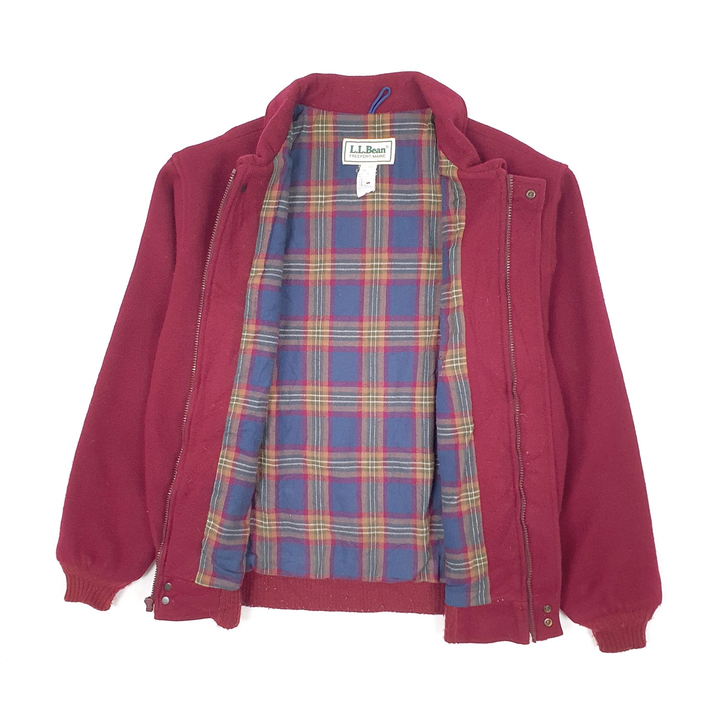 Mens Burgundy L.L.Bean Vintage 1970s 80s Cruiser Bomber Quarter Zip Coat