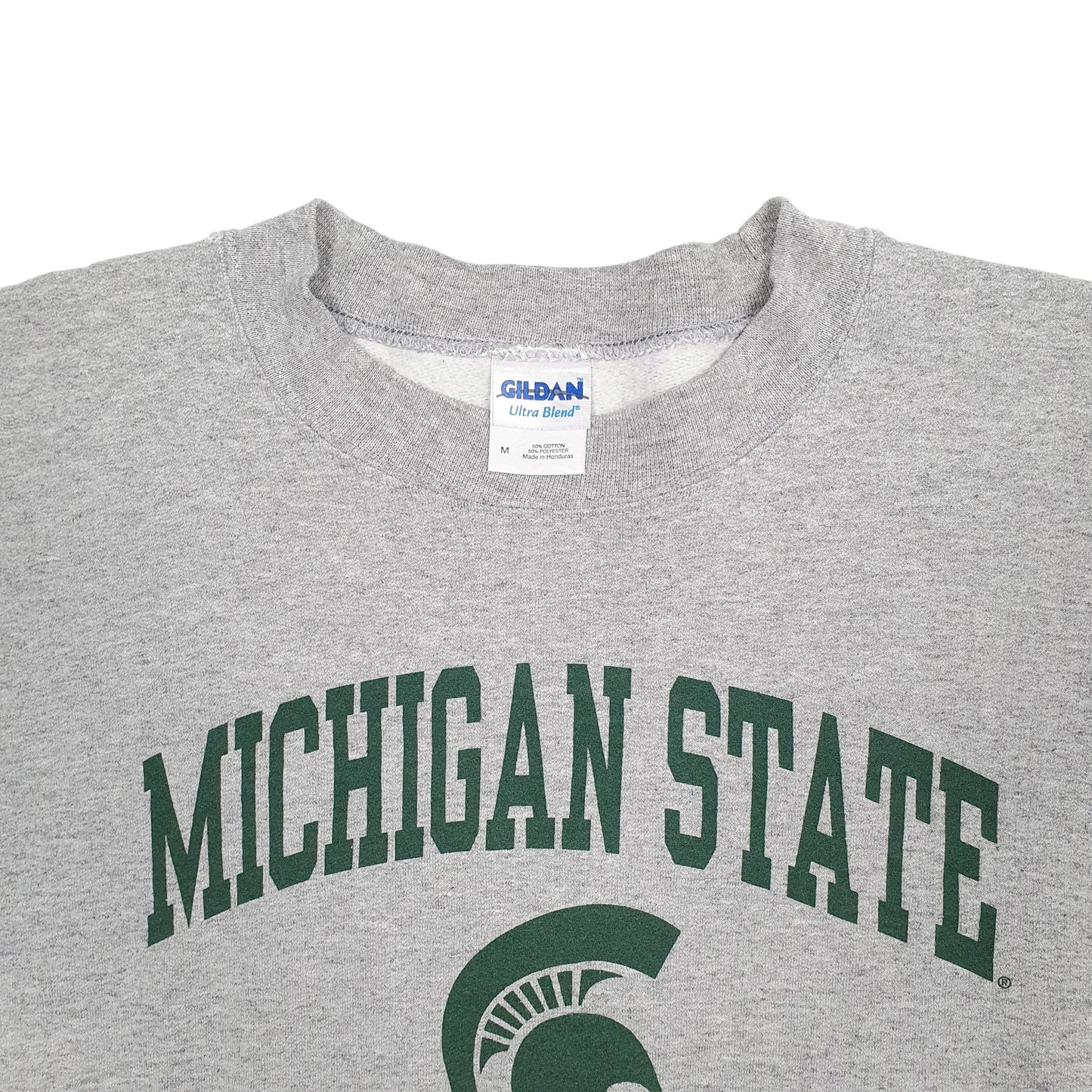 Mens Grey Gildan USA College Michigan State Spartans Crewneck Jumper
