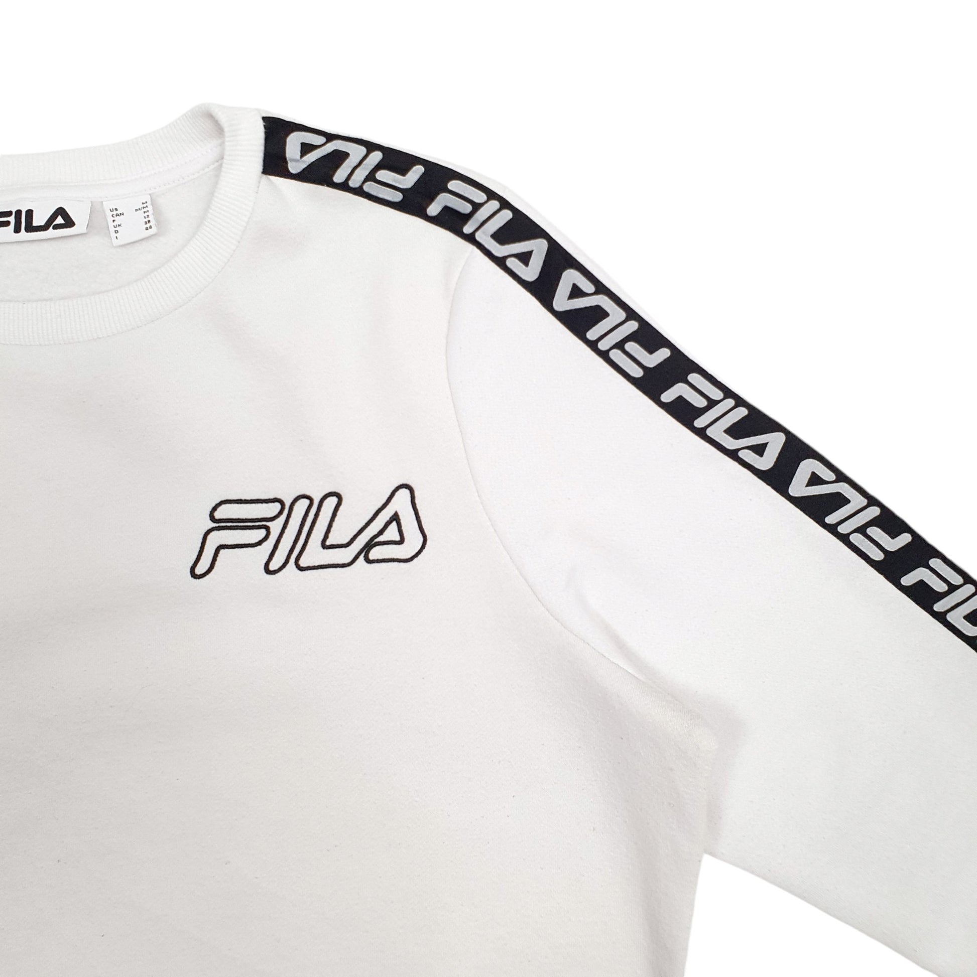Mens White Fila Spellout Crewneck Jumper