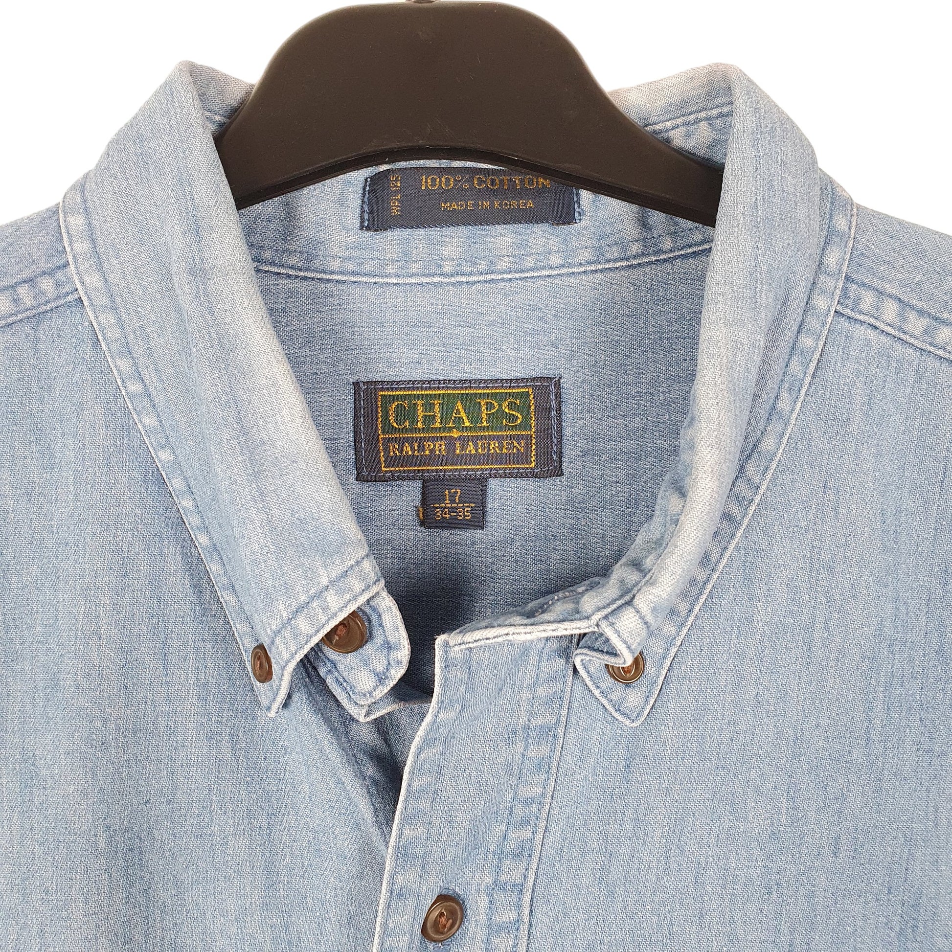 Mens Blue Chaps Ralph Lauren Denim Vintage Overshirt Long Sleeve Shirt