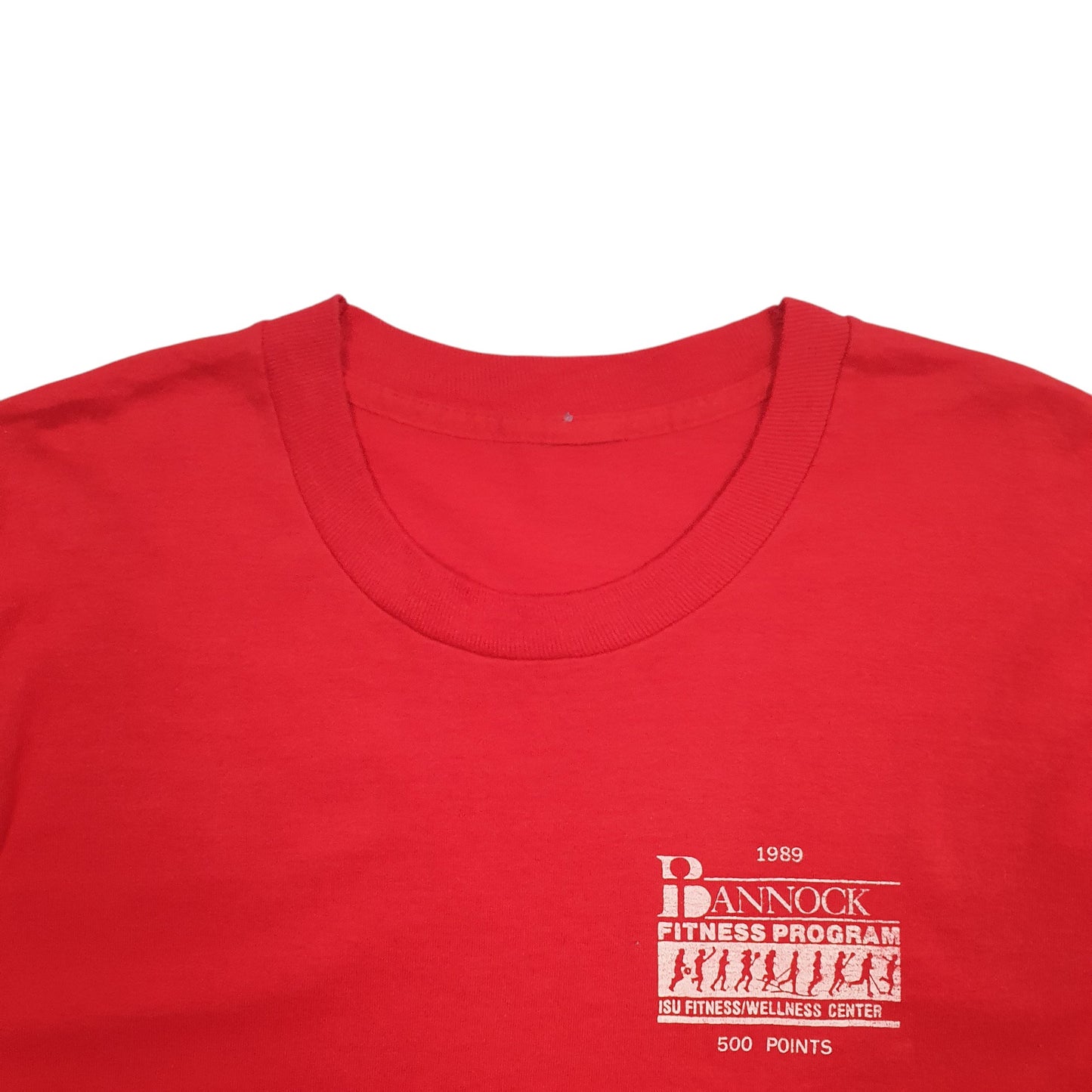 Mens Red Unbranded Single Stitch Vintage 90s Fitness Wellness Long Sleeve T Shirt