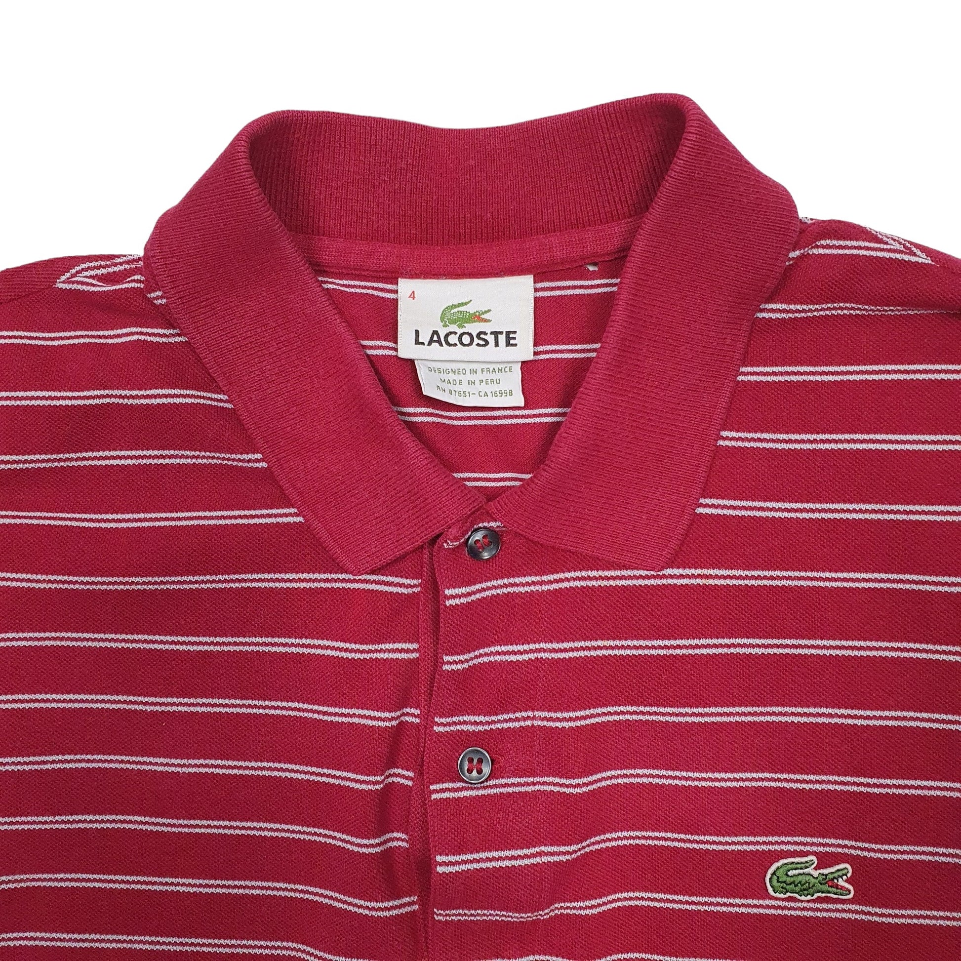 Mens Red Lacoste  Short Sleeve Polo Shirt