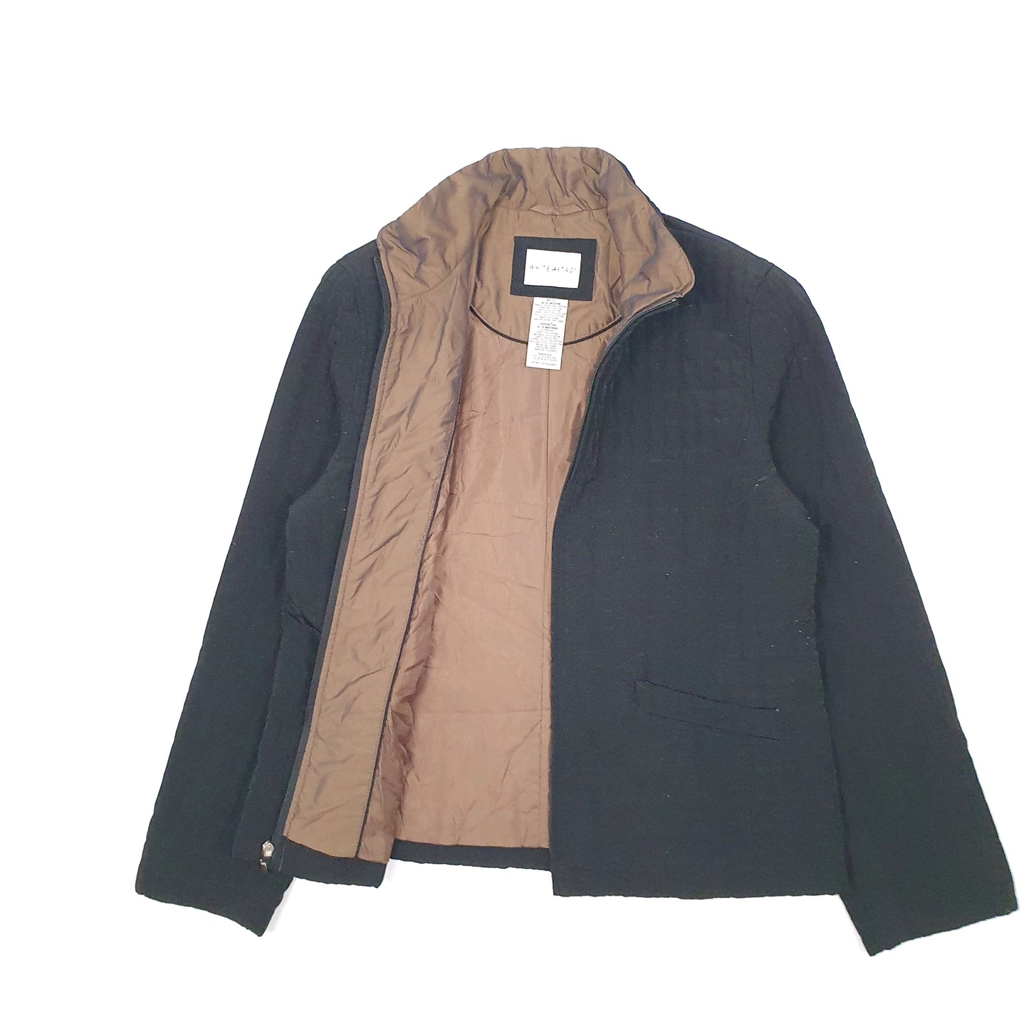 Womens Black White Stag Harrington Bomber Puffer  Coat