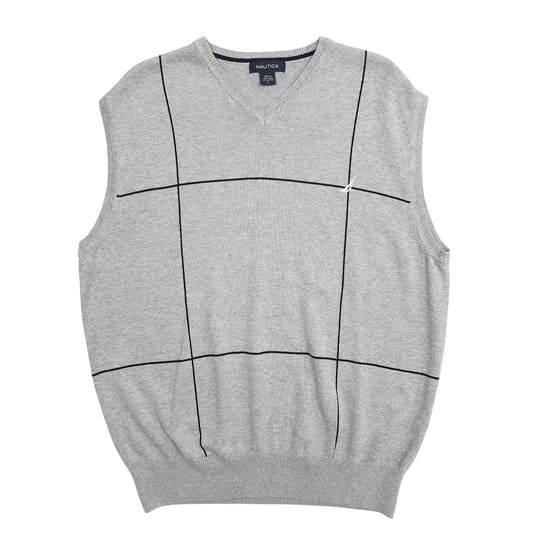 Mens Grey Nautica Knit Vest Jumper