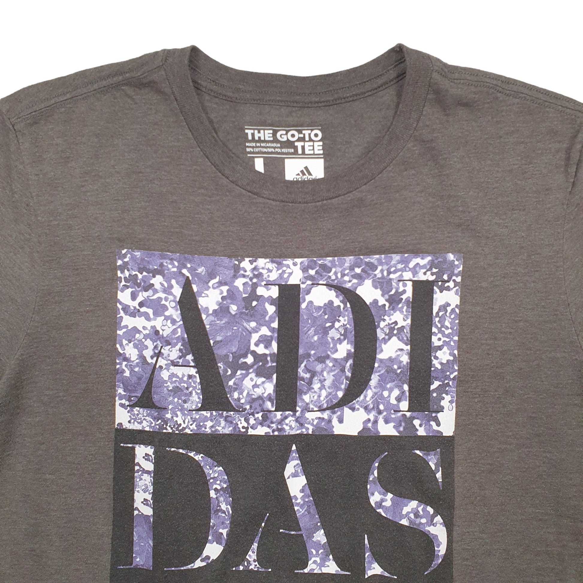 Womens Grey Adidas Spellout Short Sleeve T Shirt