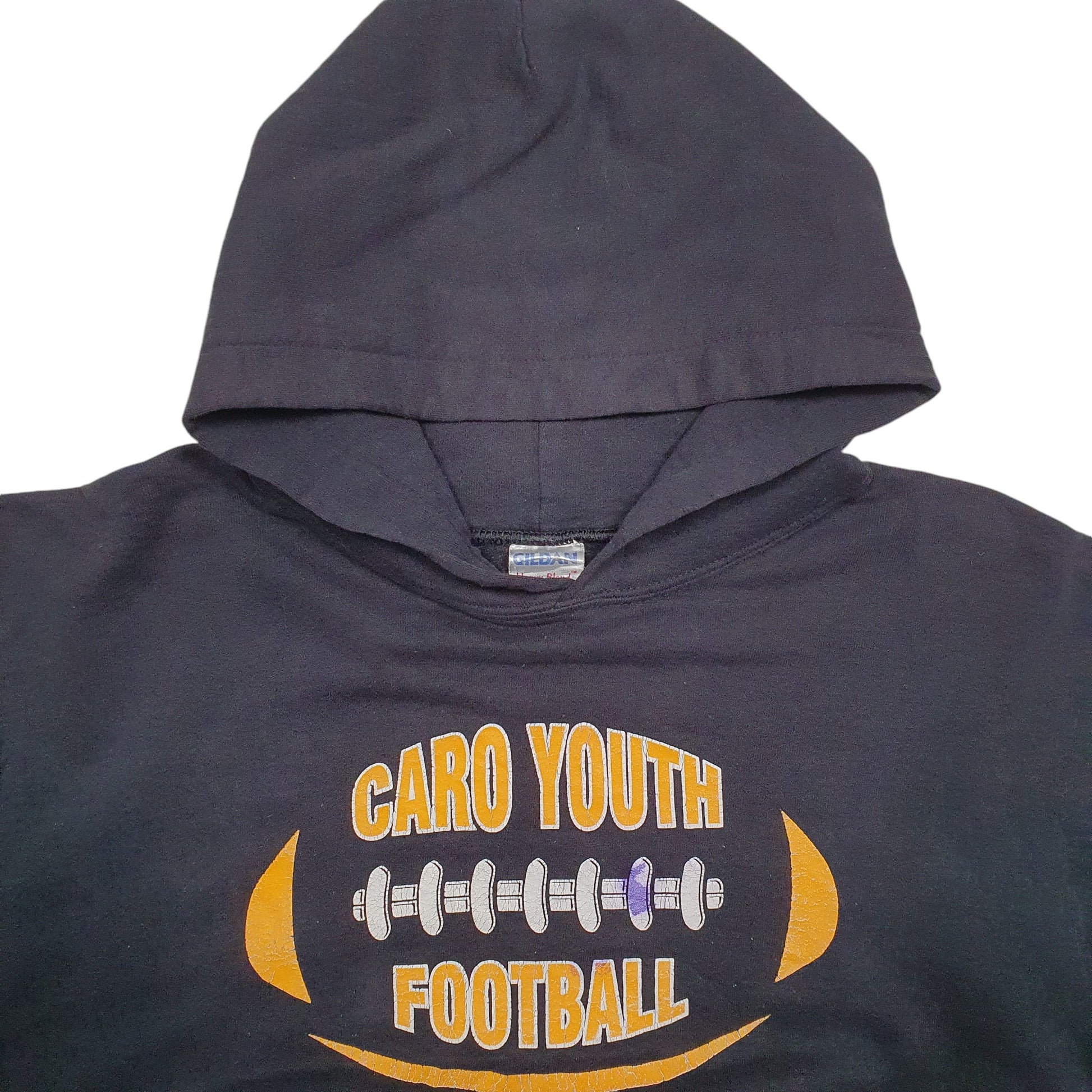 Womens Black Gildan Football Spellout Caro Youth Hoodie Jumper