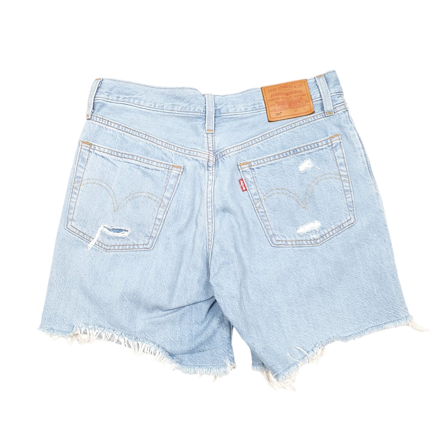 Womens Blue Levis 501 Jorts Hot Pants Disressed Denim Shorts