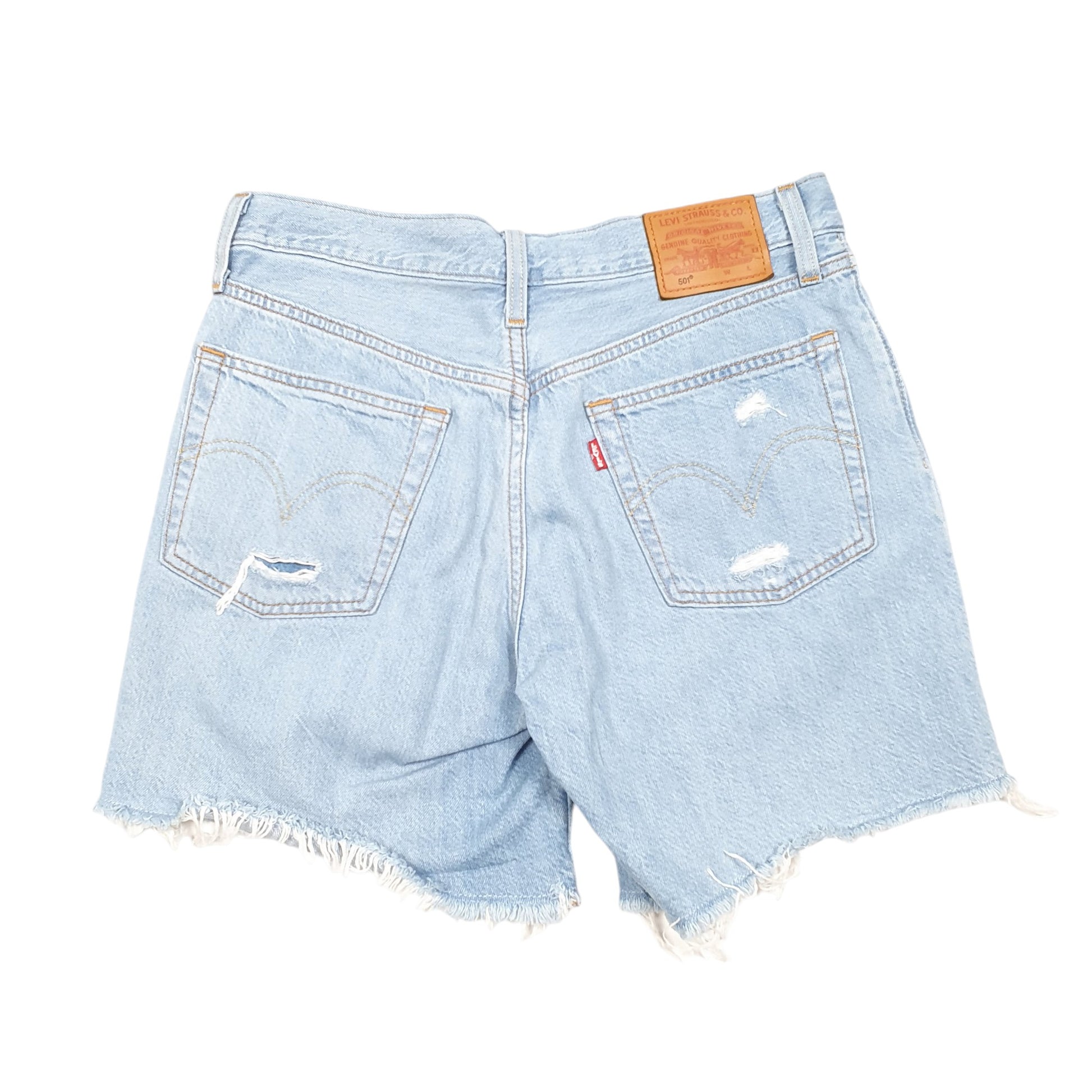 Womens Blue Levis 501 Jorts Hot Pants Disressed Denim Shorts