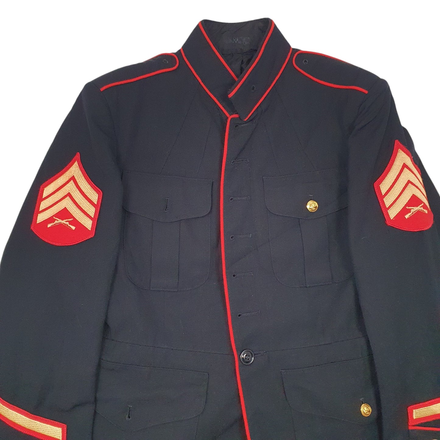 Mens Black USMC US Marines Dress Jacket Cardigan Coat