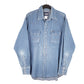 Mens Blue Wrangler Denim Jeans Western Pearl Snap Cowboy Long Sleeve Shirt