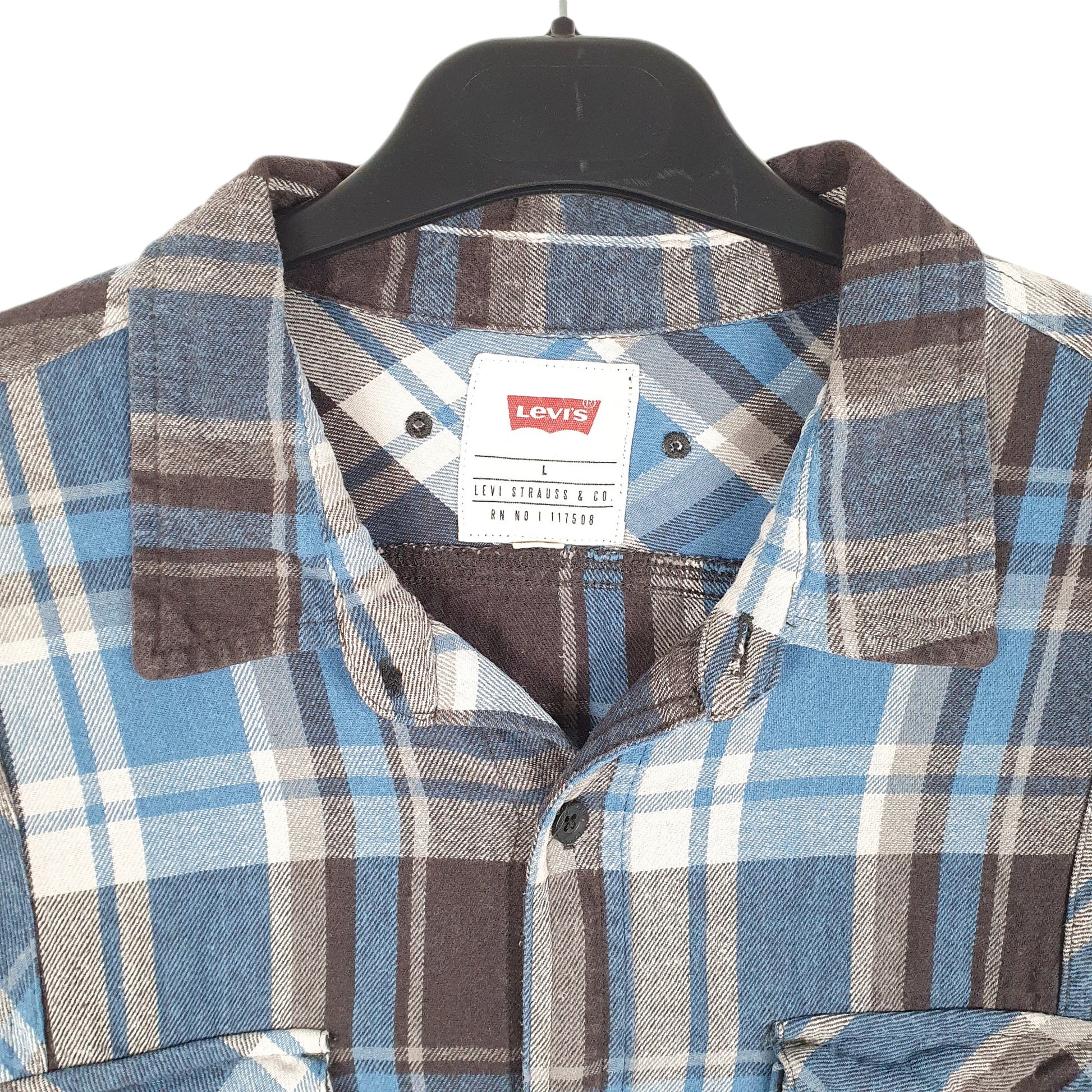 Womens Blue Levis Flannel Lumberjack Long Sleeve Shirt