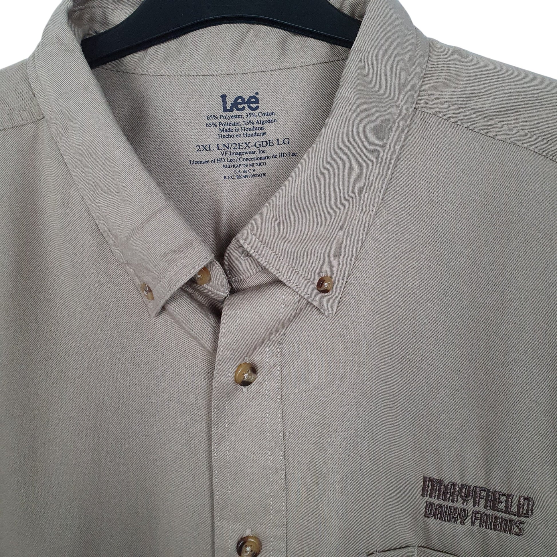 Mens Brown Lee Long Short Sleeve Shirt