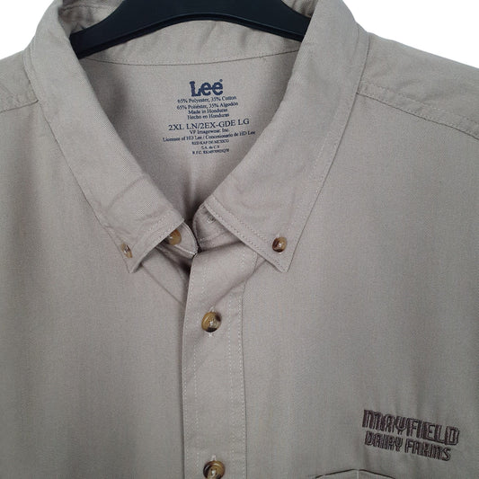Mens Brown Lee Long Short Sleeve Shirt